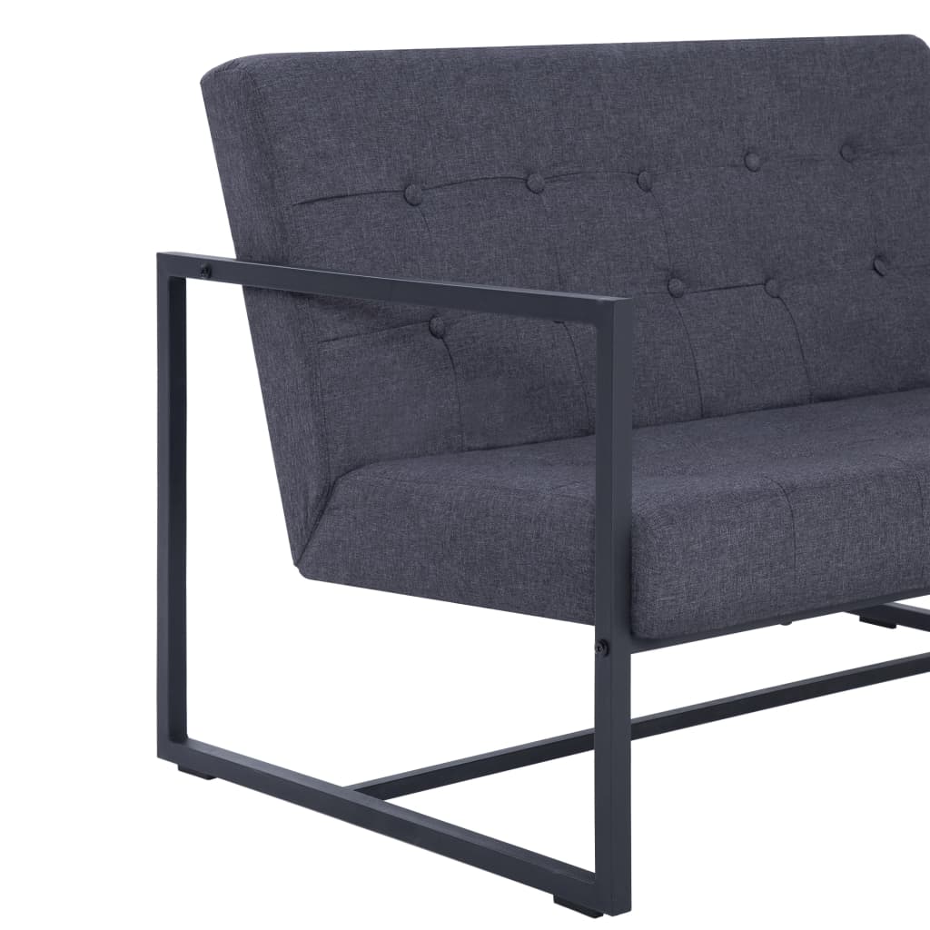 vidaXL Canapea cu 2 locuri și cotiere, gri închis, oțel/textil vidaXL Canapea cu 2 locuri și cotiere, gri închis, oțel/textil