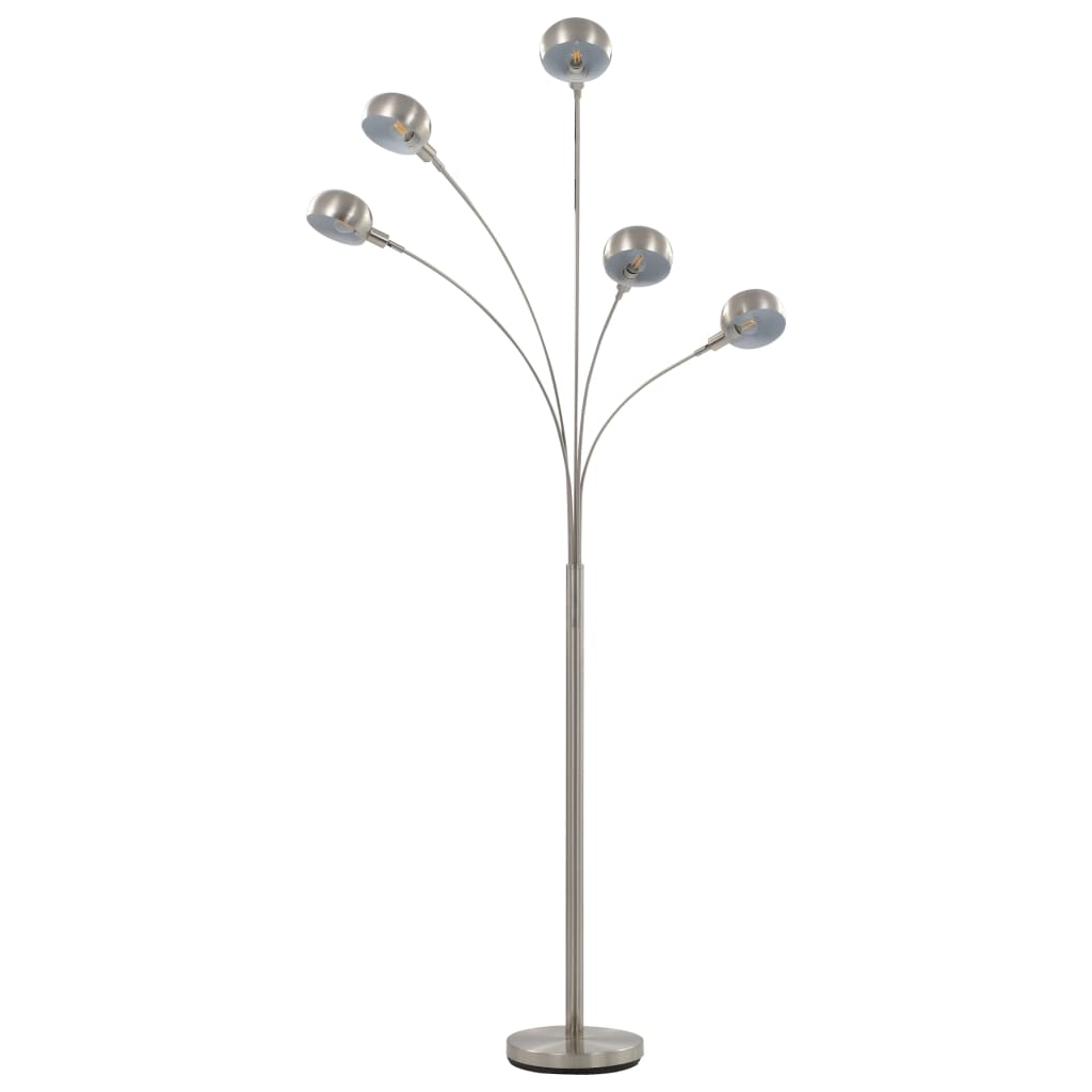 vidaXL Lampă de podea, argintiu, 200 cm, 5 x E14 vidaXL Lampă de podea, argintiu, 200 cm, 5 x E14