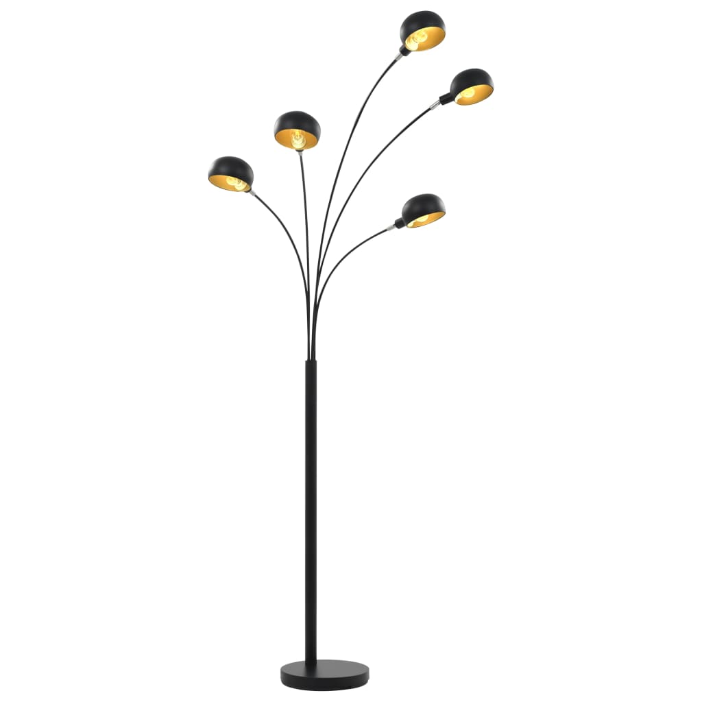 vidaXL Lampă de podea, negru și auriu, 200 cm, 5 x E14 vidaXL Lampă de podea, negru și auriu, 200 cm, 5 x E14