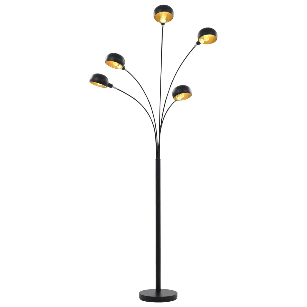 vidaXL Lampă de podea, negru și auriu, 200 cm, 5 x E14 vidaXL Lampă de podea, negru și auriu, 200 cm, 5 x E14
