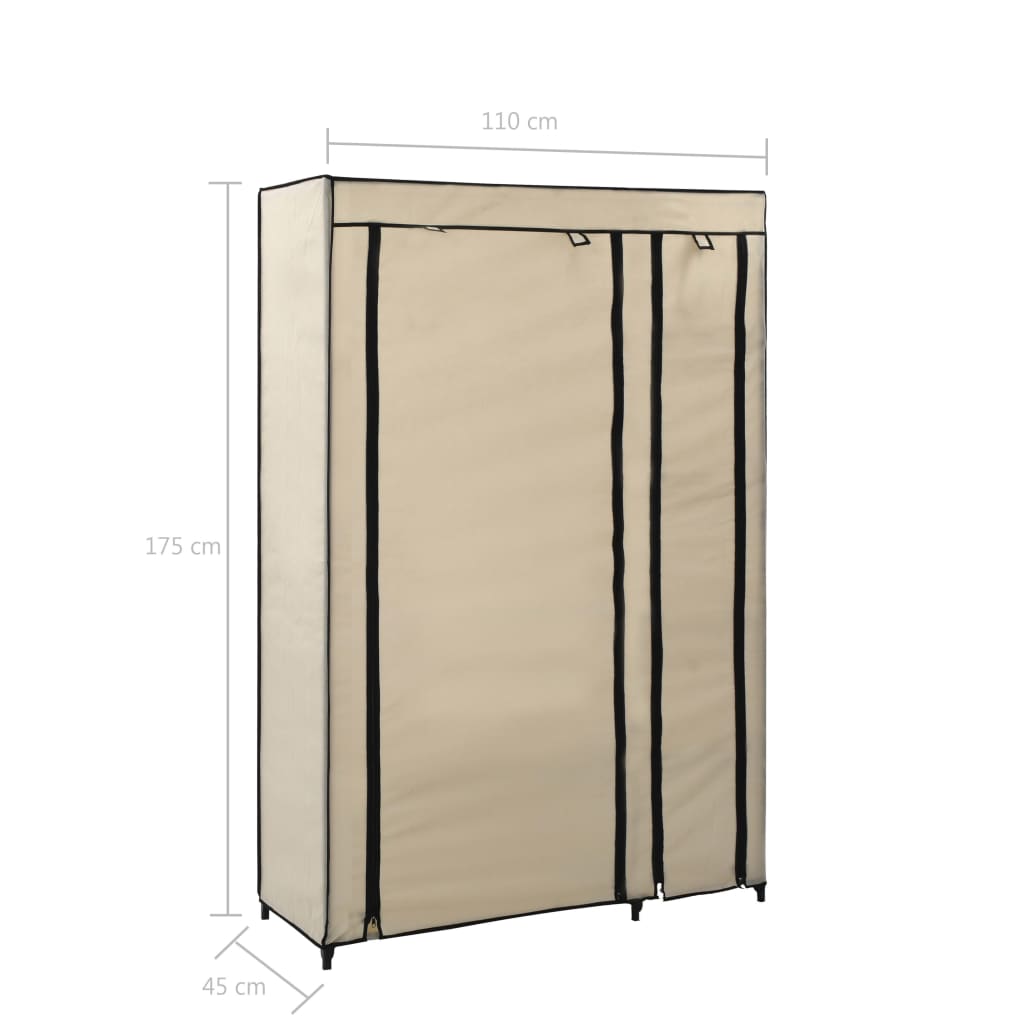 vidaXL Dulap pliabil de haine, crem, 110x45x175 cm, textil vidaXL Dulap pliabil de haine, crem, 110x45x175 cm, textil