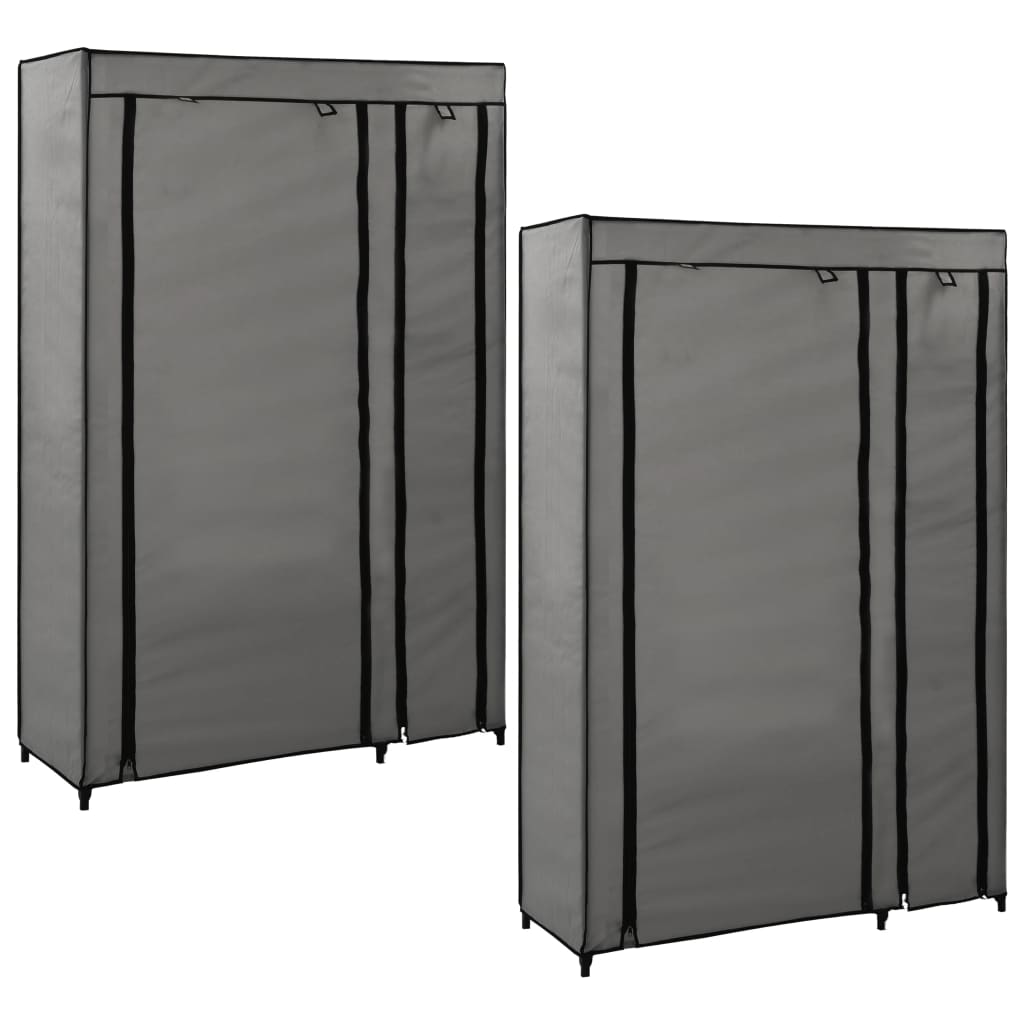 vidaXL Dulapuri pliabile de haine 2 buc. gri 110x45x175 cm țesătură vidaXL Dulapuri pliabile de haine 2 buc. gri 110x45x175 cm țesătură