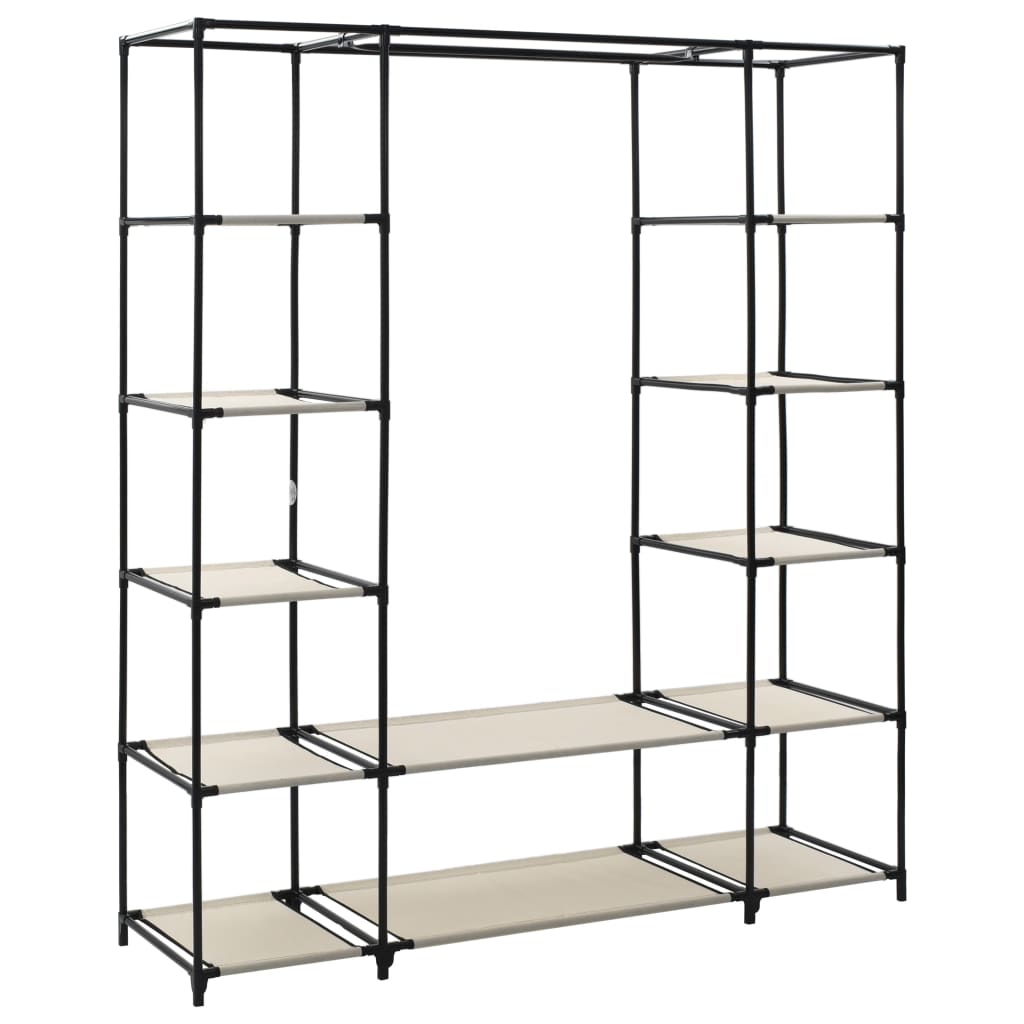 vidaXL Șifonier cu bare și compartimente, crem, 150x45x176 cm, textil