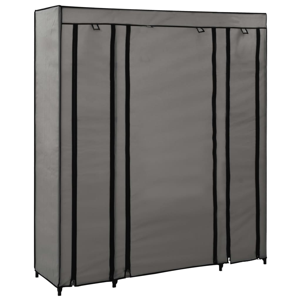 vidaXL Șifonier cu bare și compartimente, gri, 150x45x176 cm, textil