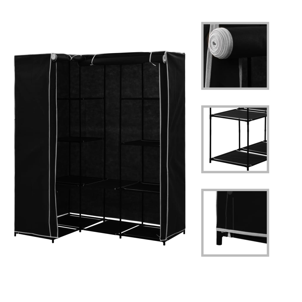 vidaXL Șifonier de colț, negru, 130 x 87 x 169 cm vidaXL Șifonier de colț, negru, 130 x 87 x 169 cm