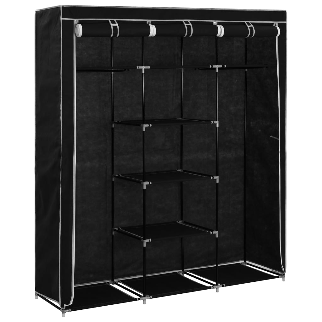 vidaXL Dulap cu bare și compartimente, negru, 150x45x175 cm vidaXL Dulap cu bare și compartimente, negru, 150x45x175 cm