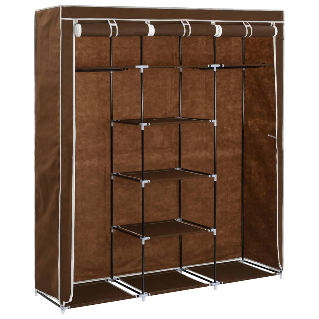 vidaXL Dulap cu bare și compartimente, maro, 150x45x175 cm, textil vidaXL Dulap cu bare și compartimente, maro, 150x45x175 cm, textil
