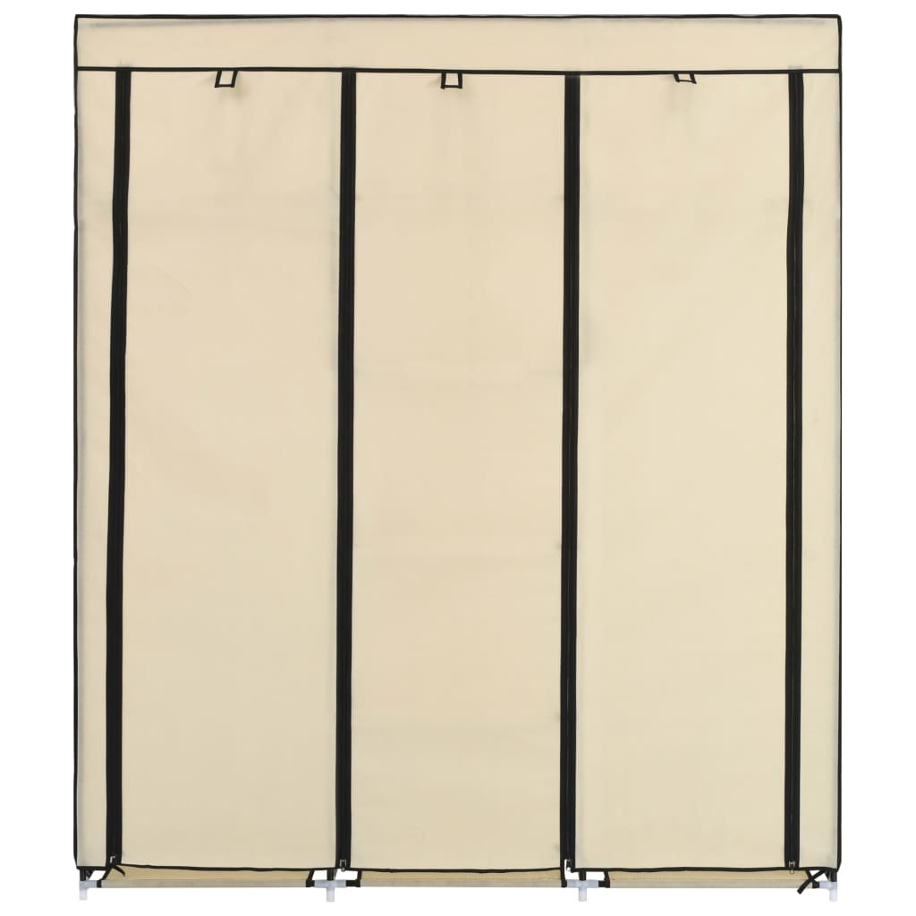 vidaXL Șifonier cu compartimente și bare, crem, 150x45x175 cm, textil