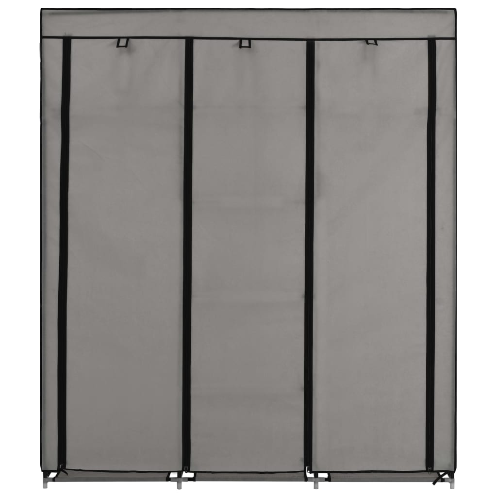 vidaXL Șifonier cu bare și compartimente, gri, 150x45x175 cm, textil vidaXL Șifonier cu bare și compartimente, gri, 150x45x175 cm, textil