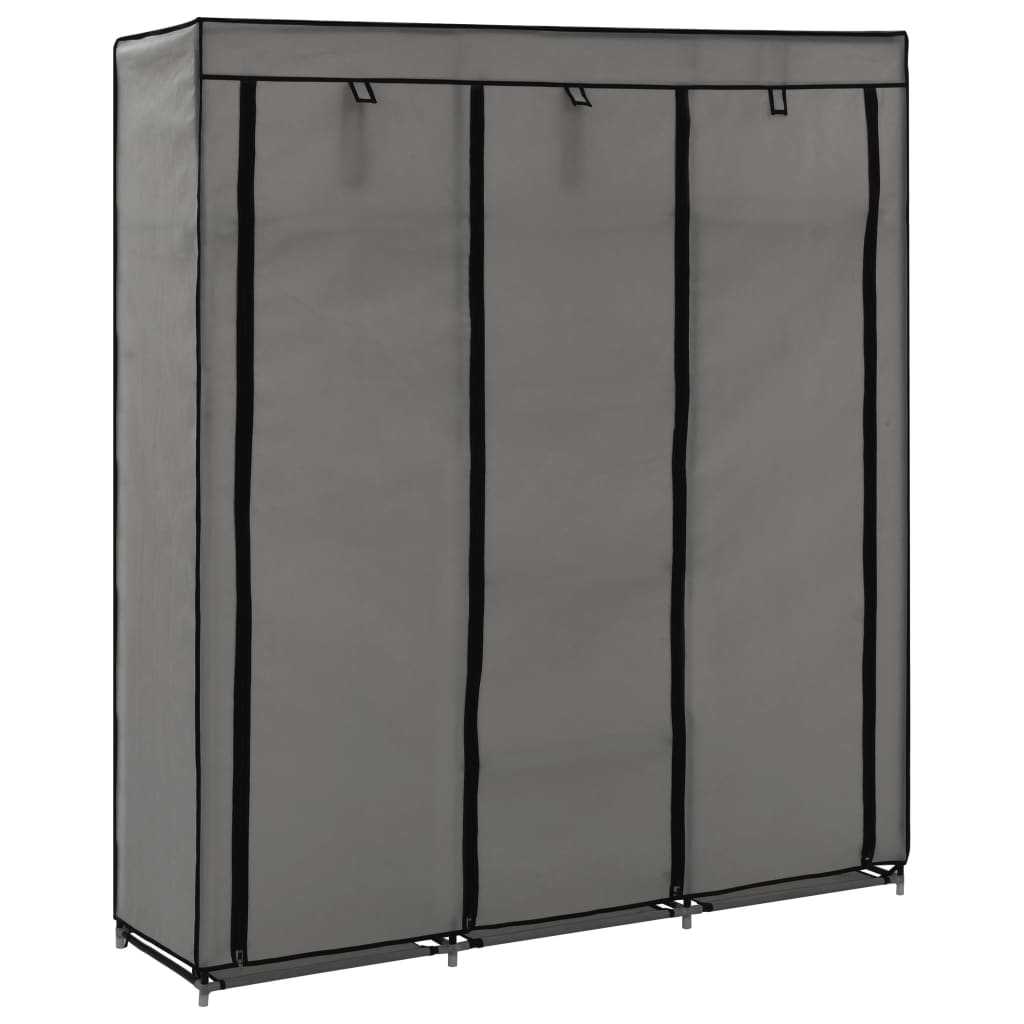 vidaXL Șifonier cu bare și compartimente, gri, 150x45x175 cm, textil vidaXL Șifonier cu bare și compartimente, gri, 150x45x175 cm, textil