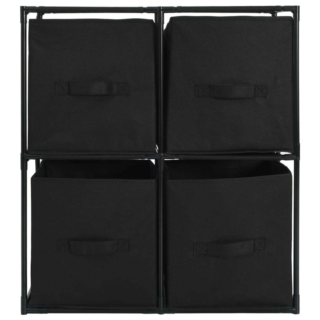 vidaXL Dulap depozitare cu 4 coșuri textile, negru, 63x30x71 cm, oțel