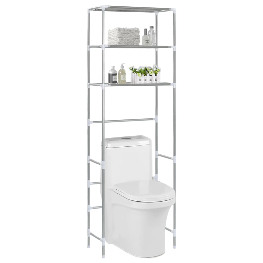 vidaXL Etajeră peste toaletă, cu 3 polițe, argintiu, 53x28x169 cm vidaXL Etajeră peste toaletă, cu 3 polițe, argintiu, 53x28x169 cm