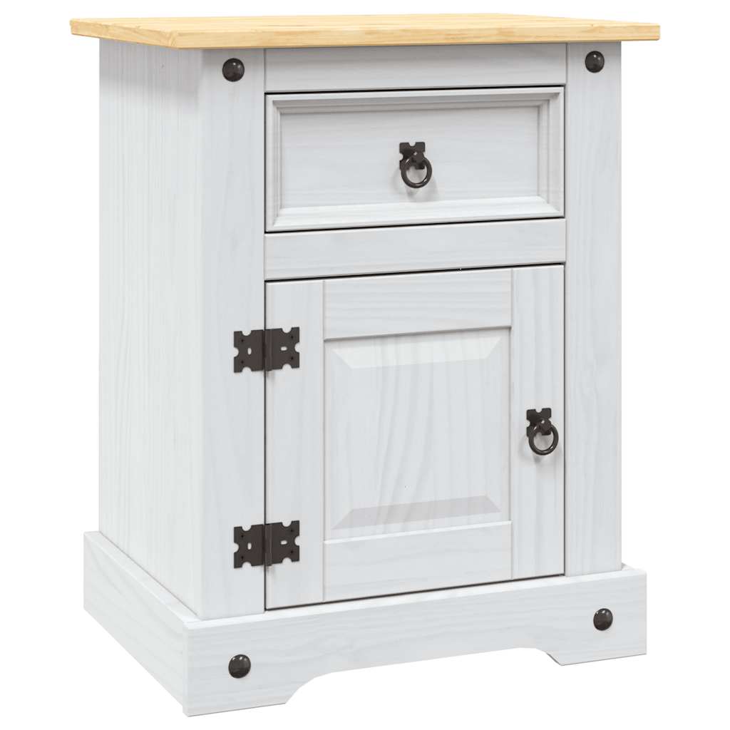 vidaXL Noptieră, alb, 53x39x67 cm, lemn de pin mexican, gama Corona