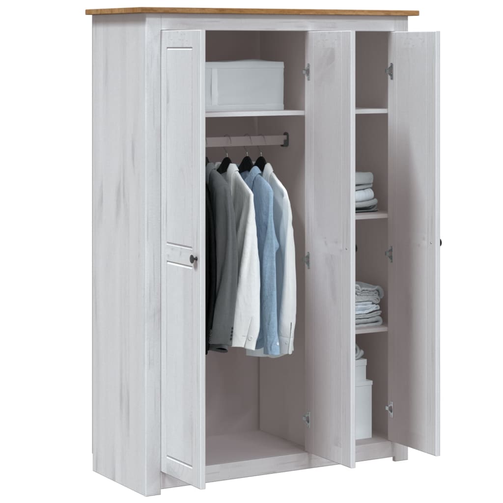 vidaXL Șifonier cu 3 uși, alb, 118 x 50 x 171,5 cm, pin gama Panama vidaXL Șifonier cu 3 uși, alb, 118 x 50 x 171,5 cm, pin gama Panama