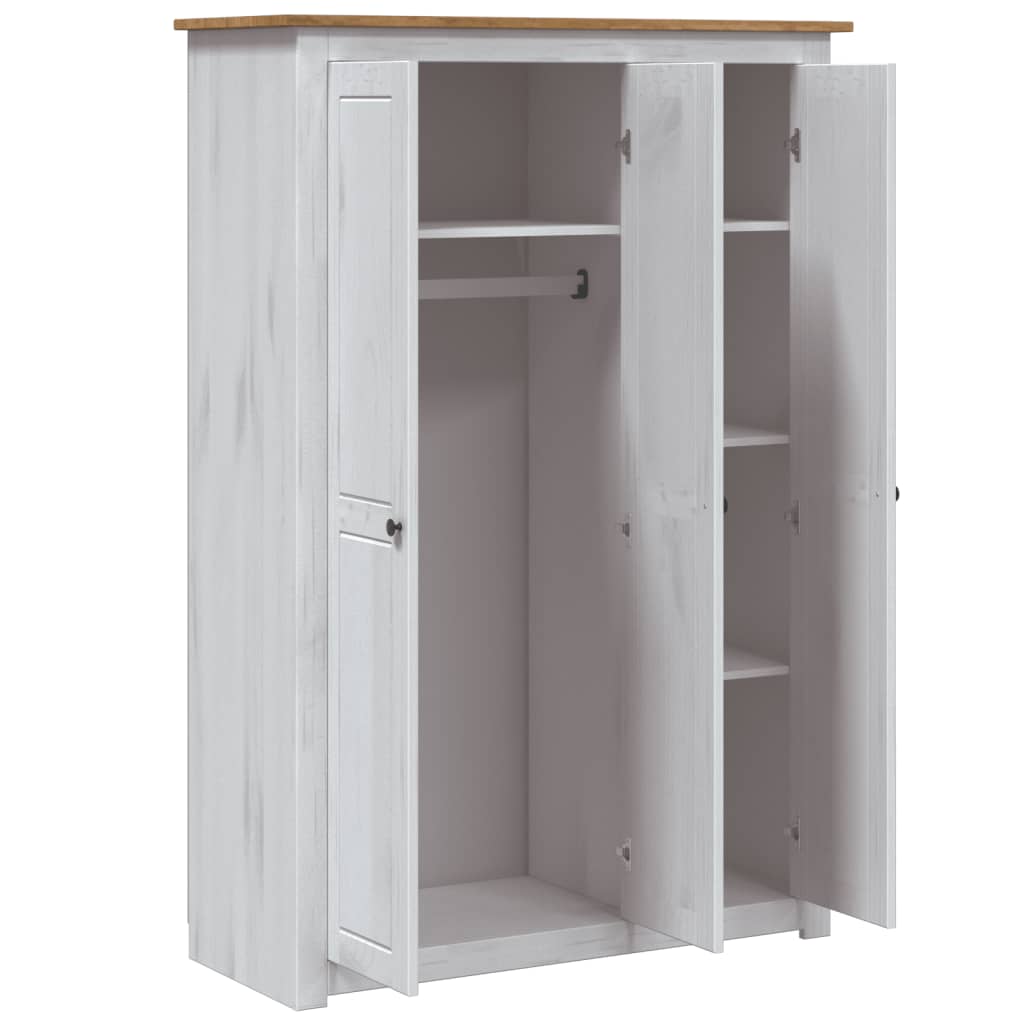 vidaXL Șifonier cu 3 uși, alb, 118 x 50 x 171,5 cm, pin gama Panama vidaXL Șifonier cu 3 uși, alb, 118 x 50 x 171,5 cm, pin gama Panama