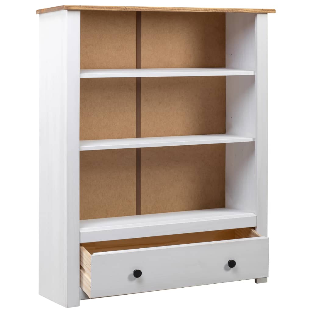 vidaXL Bibliotecă, alb, 80x35x110 cm, lemn masiv de pin, gama Panama