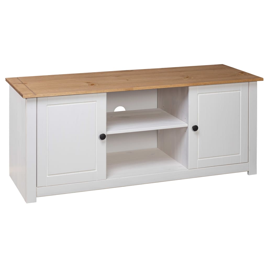 vidaXL Comodă TV, alb, 120x40x50 cm, lemn masiv de pin, gama Panama