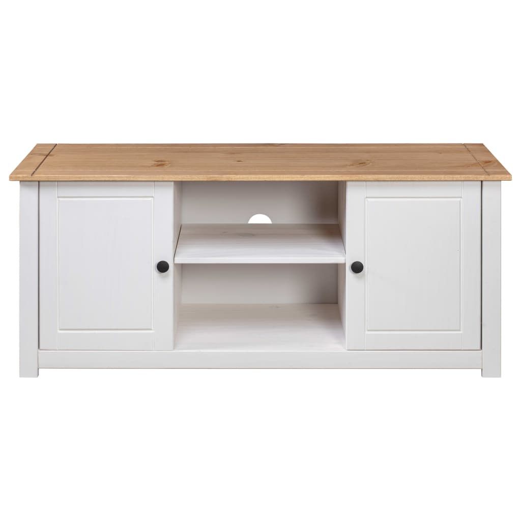 vidaXL Comodă TV, alb, 120x40x50 cm, lemn masiv de pin, gama Panama