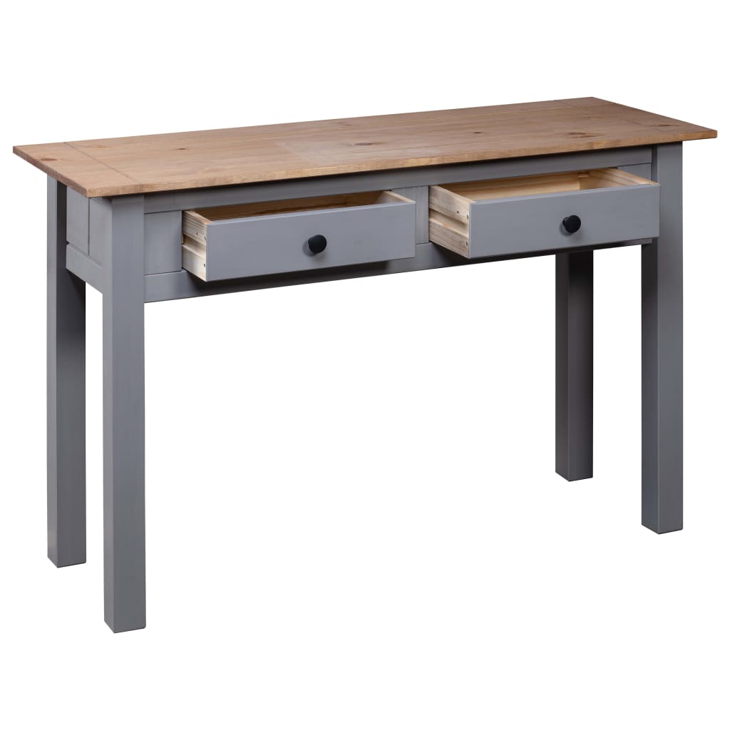 vidaXL Masă consolă, gri, 110x40x72 cm, lemn masiv de pin, gama Panama