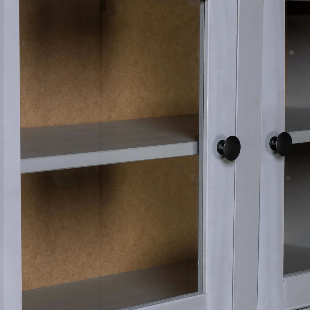 vidaXL Bufet înalt, gri, 93x40,5x180 cm, lemn masiv pin gama Panama vidaXL Bufet înalt, gri, 93x40,5x180 cm, lemn masiv pin gama Panama