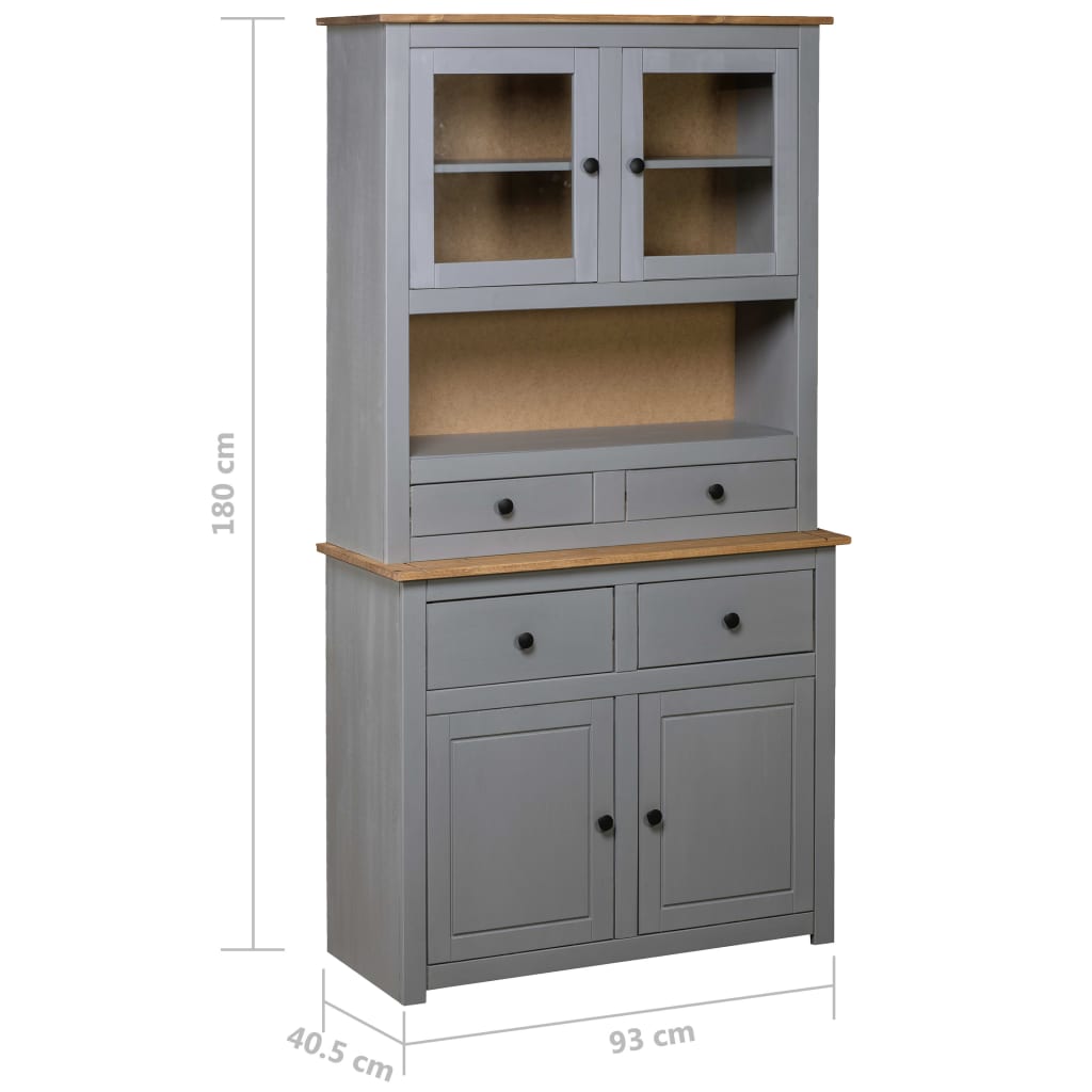 vidaXL Bufet înalt, gri, 93x40,5x180 cm, lemn masiv pin gama Panama vidaXL Bufet înalt, gri, 93x40,5x180 cm, lemn masiv pin gama Panama