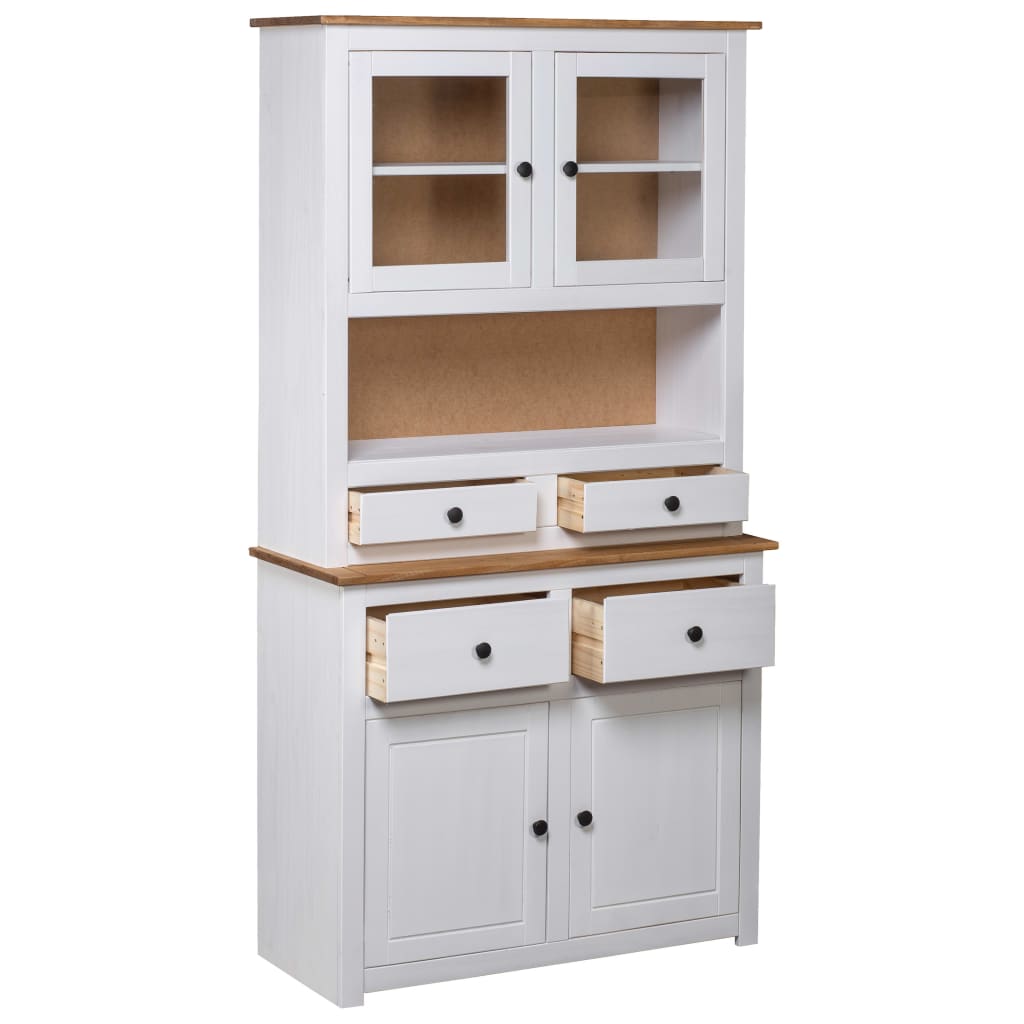 vidaXL Bufet înalt, alb, 93x40,5x180 cm, lemn masiv pin, gama Panama