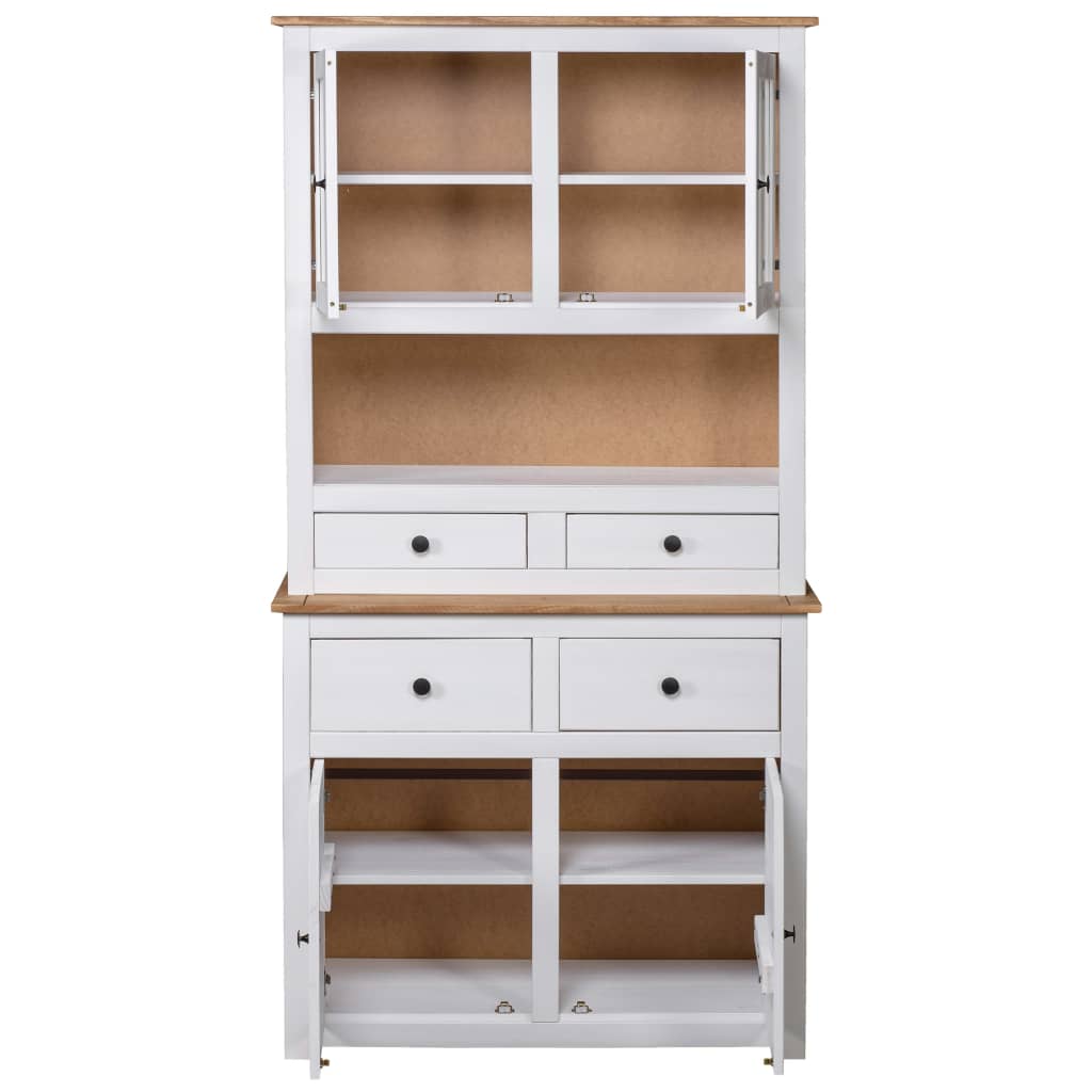 vidaXL Bufet înalt, alb, 93x40,5x180 cm, lemn masiv pin, gama Panama