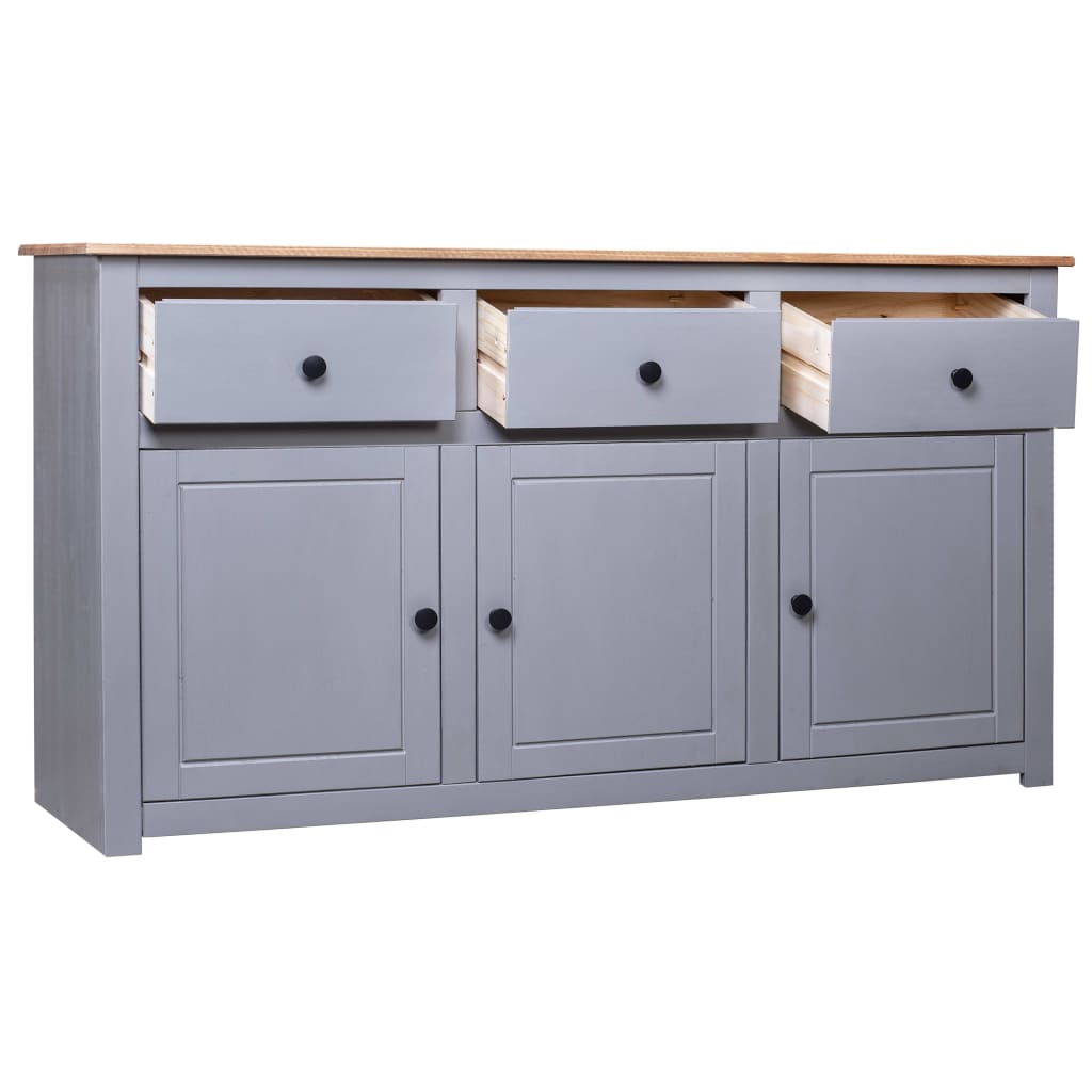 vidaXL Servantă, gri, 135 x 40 x 80 cm, lemn masiv pin, gama Panama