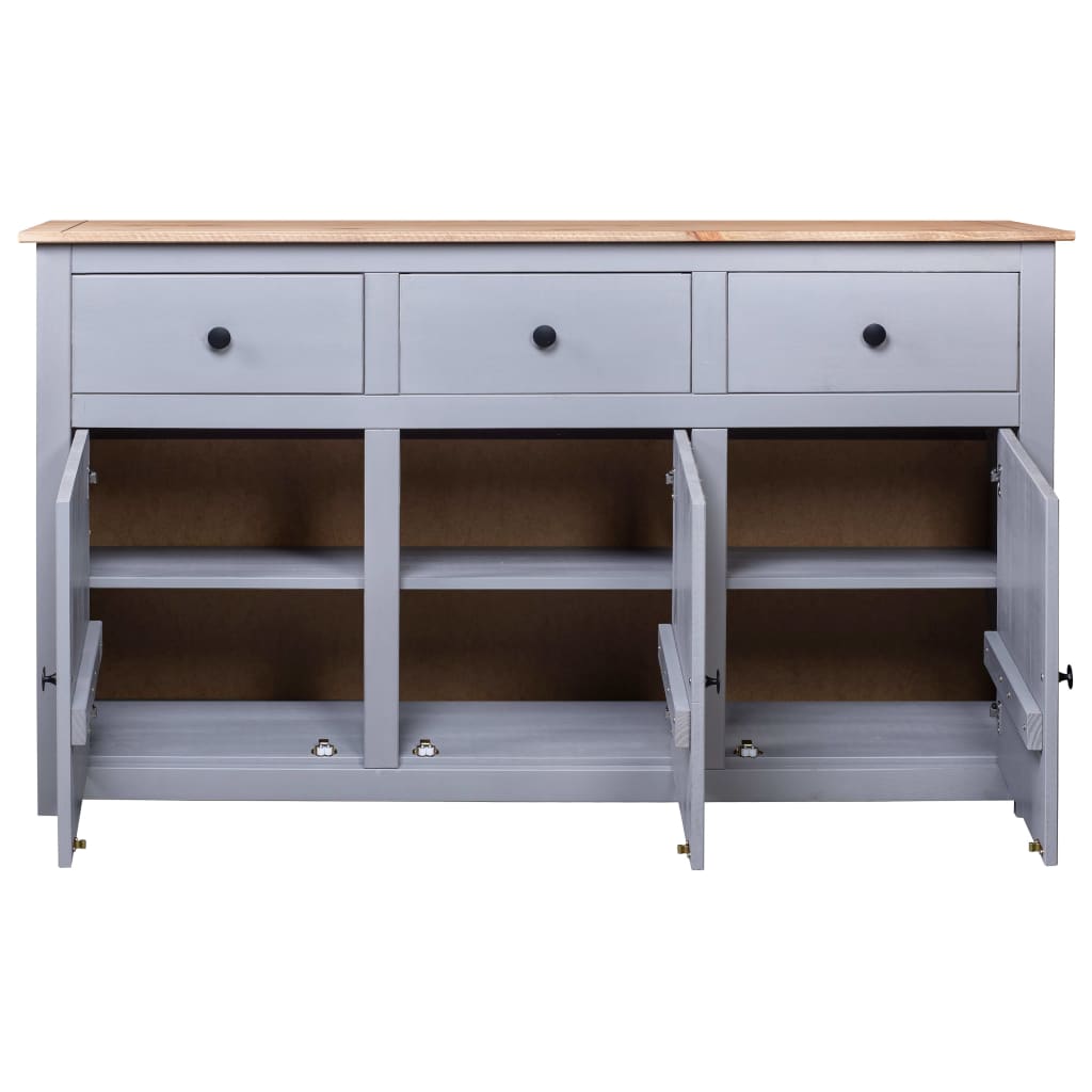 vidaXL Servantă, gri, 135 x 40 x 80 cm, lemn masiv pin, gama Panama