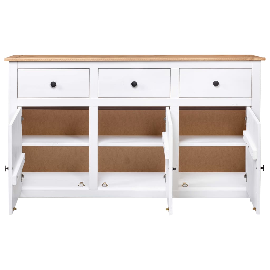 vidaXL Servantă, alb, 135 x 40 x 80 cm, lemn masiv de pin, gama Panama
