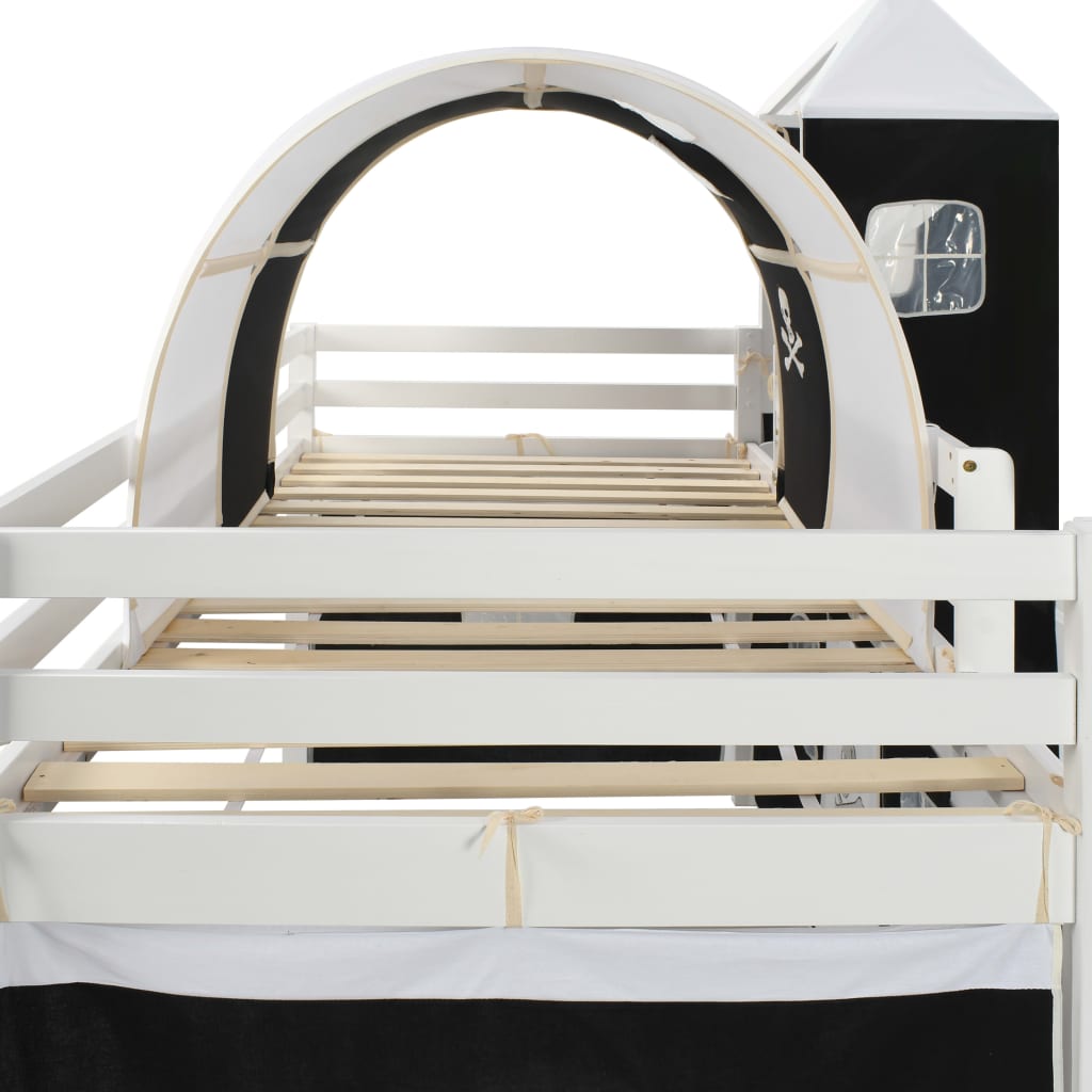vidaXL Cadru pat etajat copii cu tobogan & scară 97x208cm lemn de pin vidaXL Cadru pat etajat copii cu tobogan & scară 97x208cm lemn de pin