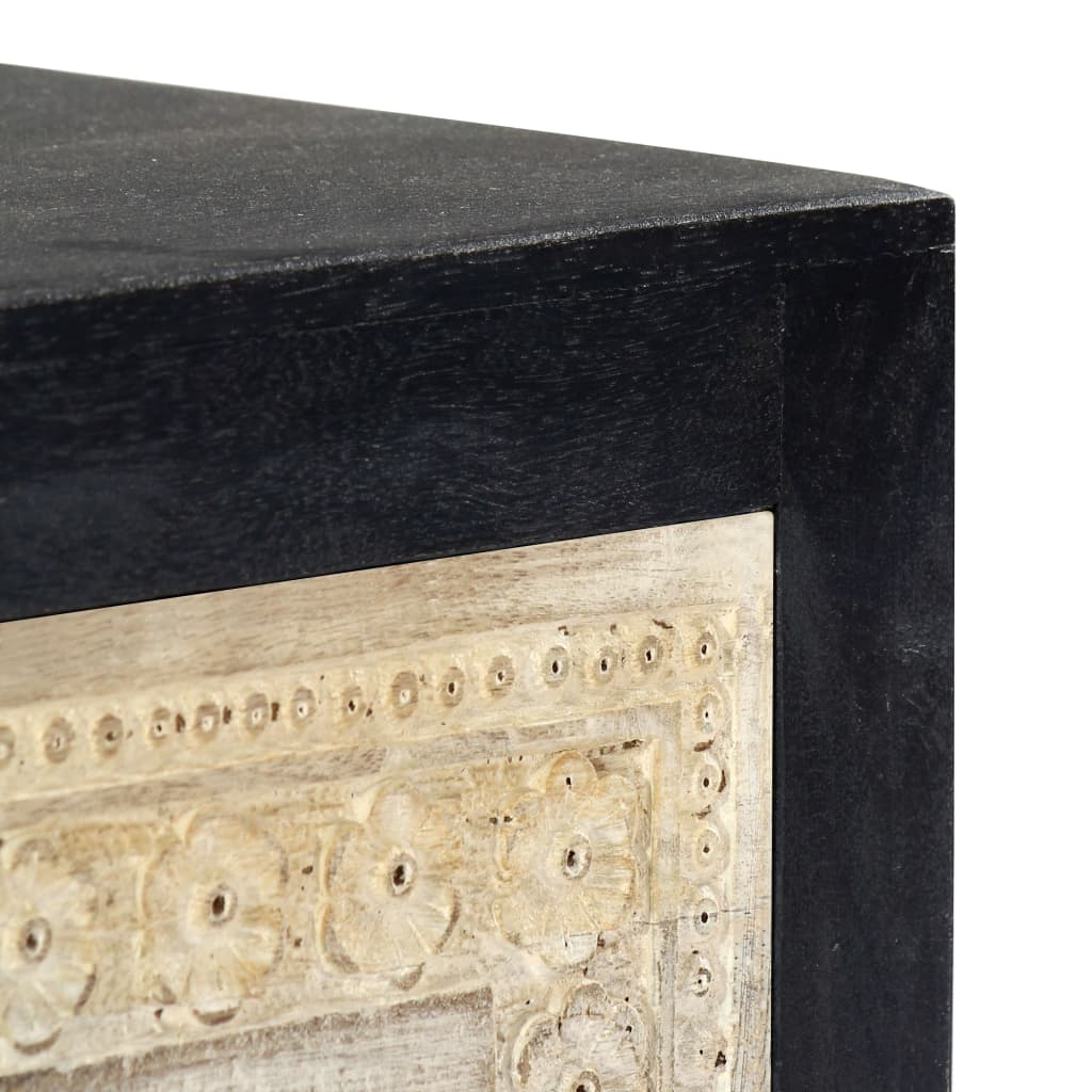 vidaXL Noptieră sculptată manual, gri, 40x30x50 cm, lemn masiv mango