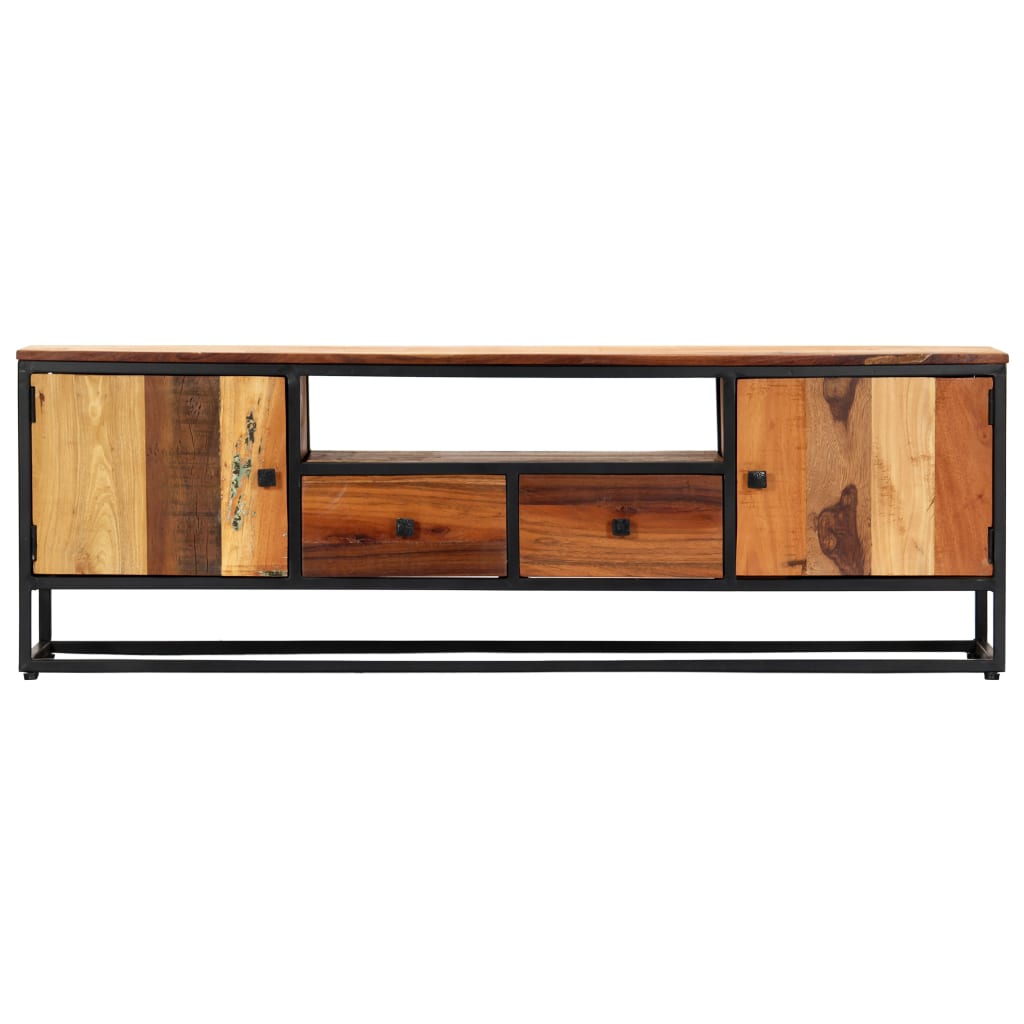 vidaXL Comodă TV, 120 x 30 x 40 cm, lemn masiv reciclat și oțel