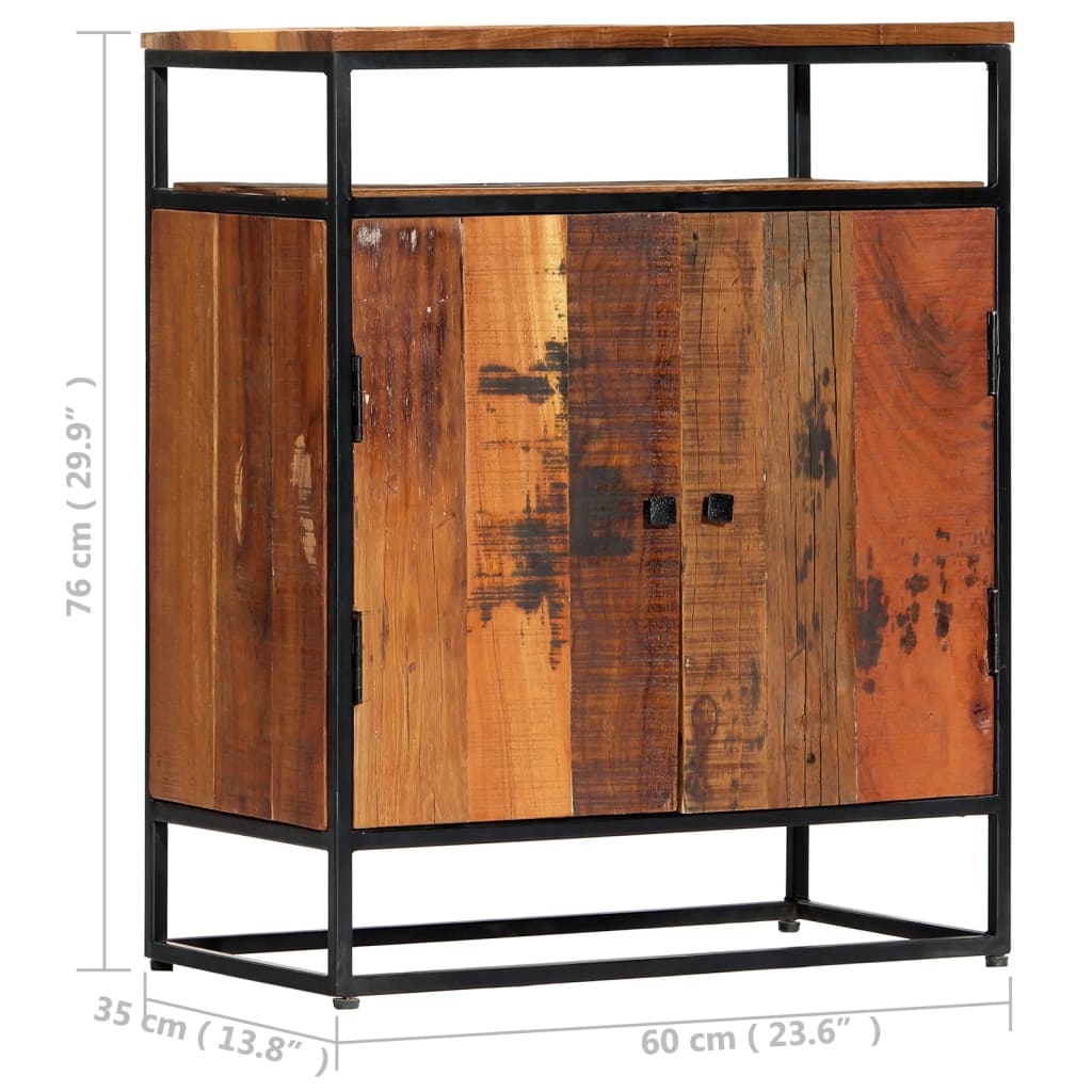 vidaXL Dulap lateral, 60 x 35 x 76 cm, lemn masiv reciclat și oțel vidaXL Dulap lateral, 60 x 35 x 76 cm, lemn masiv reciclat și oțel