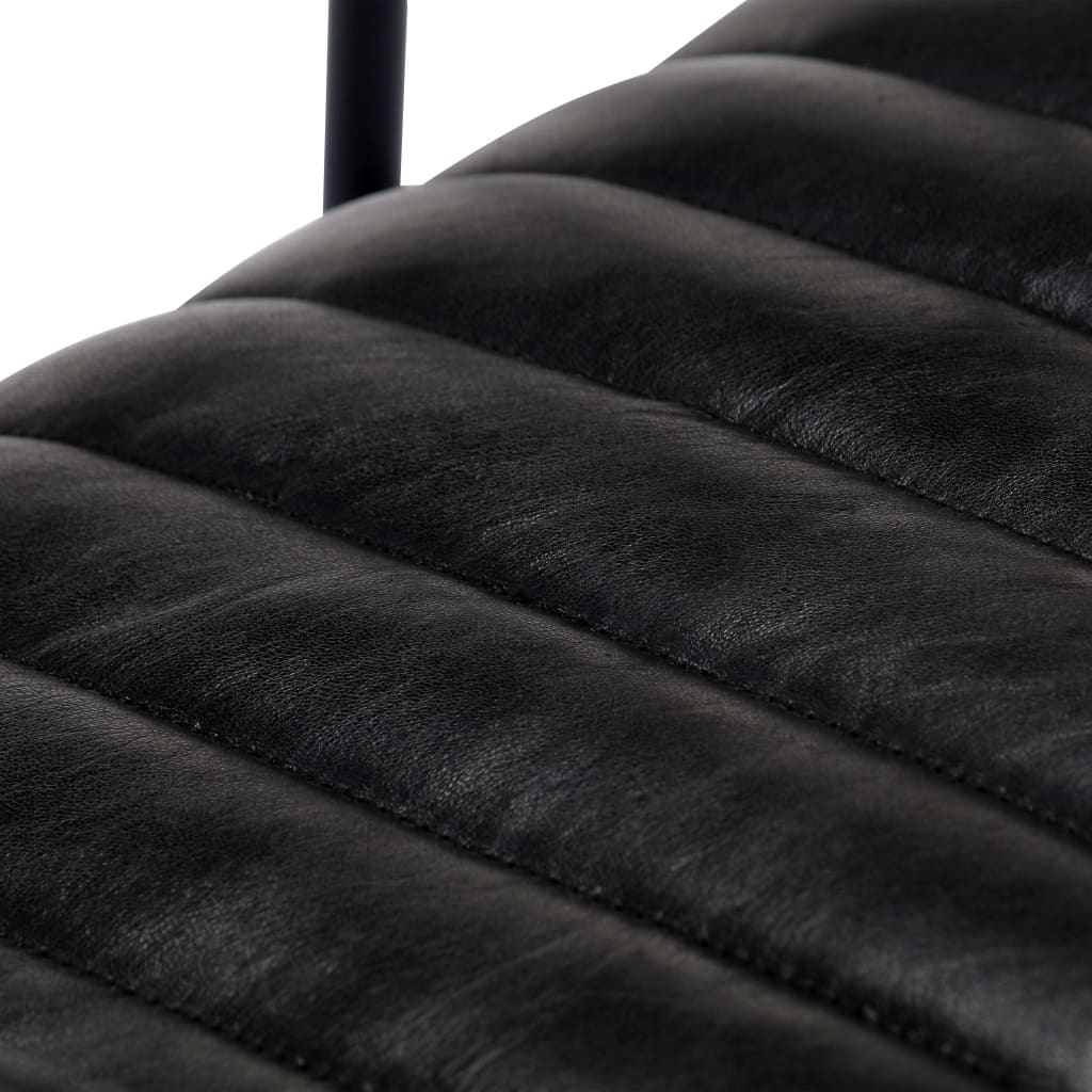 vidaXL Scaun balansoar, negru, piele naturală vidaXL Scaun balansoar, negru, piele naturală