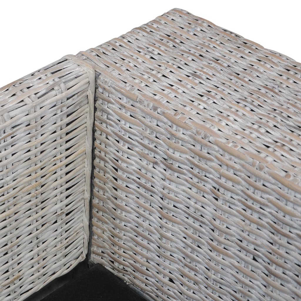 vidaXL Canapea de 3 locuri cu perne, gri, ratan natural