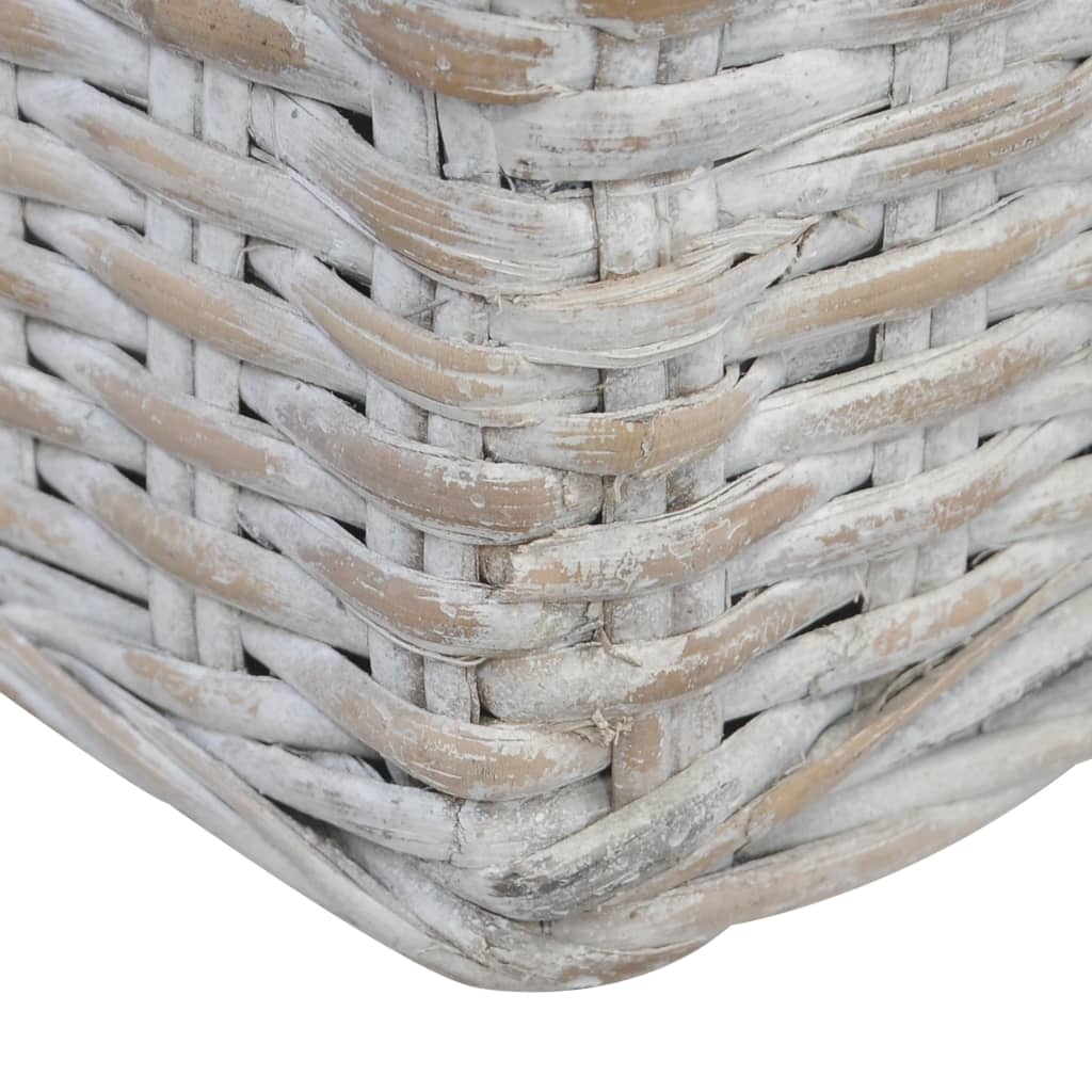 vidaXL Canapea de 3 locuri cu perne, gri, ratan natural