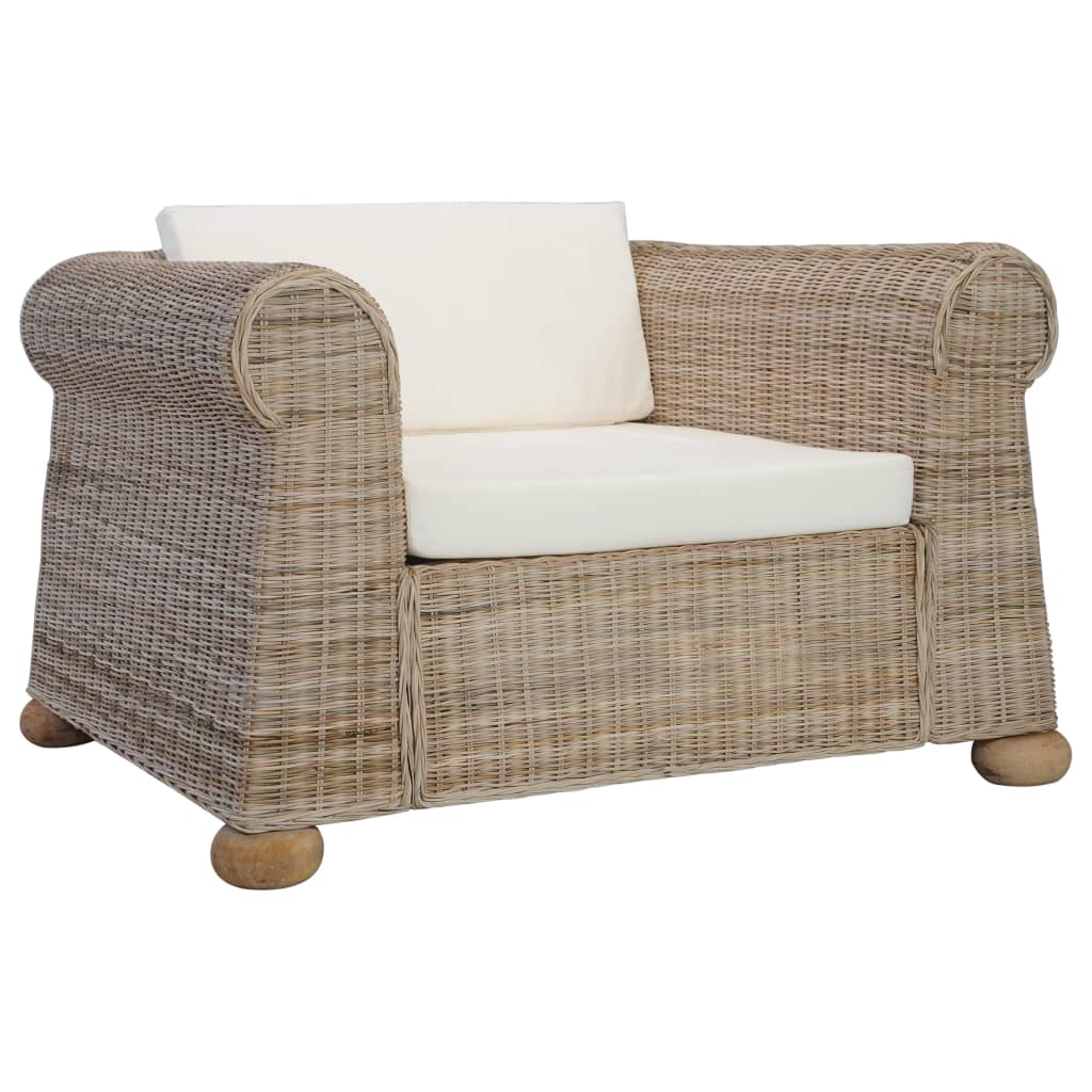 vidaXL Fotoliu cu perne, culoare naturală, ratan vidaXL Fotoliu cu perne, culoare naturală, ratan
