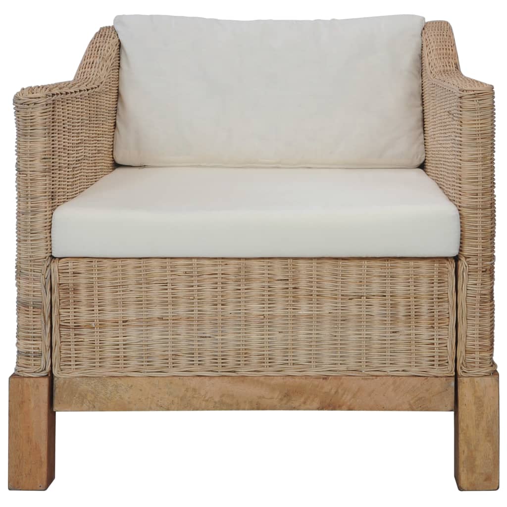 vidaXL Fotoliu cu perne, culoare naturală, ratan vidaXL Fotoliu cu perne, culoare naturală, ratan
