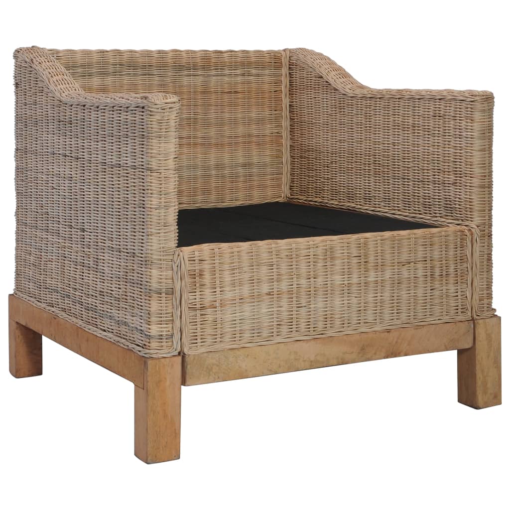 vidaXL Fotoliu cu perne, culoare naturală, ratan vidaXL Fotoliu cu perne, culoare naturală, ratan