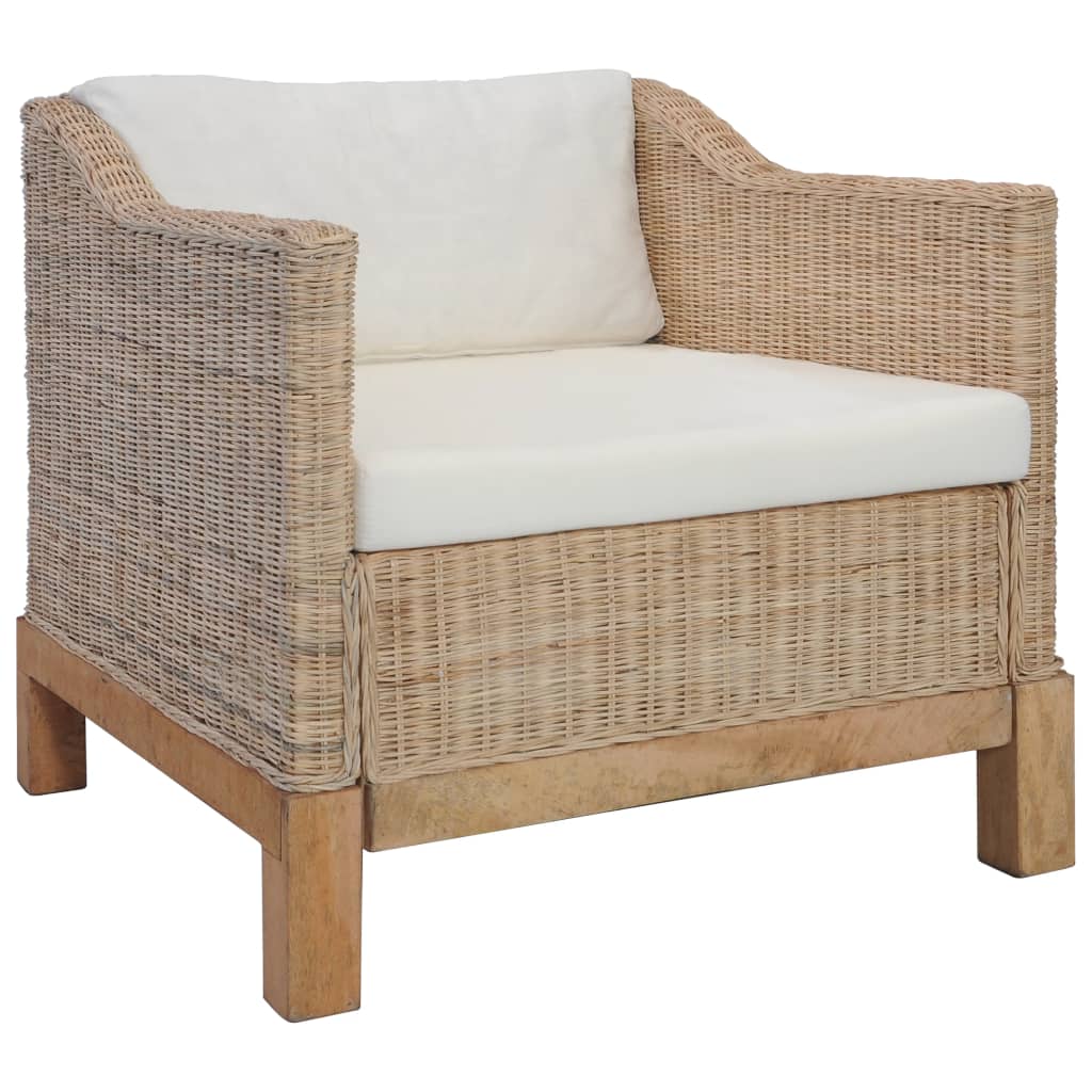 vidaXL Fotoliu cu perne, culoare naturală, ratan vidaXL Fotoliu cu perne, culoare naturală, ratan