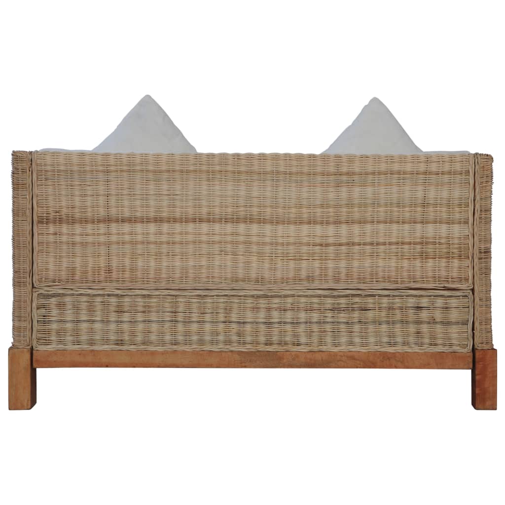 vidaXL Canapea cu 2 locuri cu perne, culoare naturală, ratan vidaXL Canapea cu 2 locuri cu perne, culoare naturală, ratan