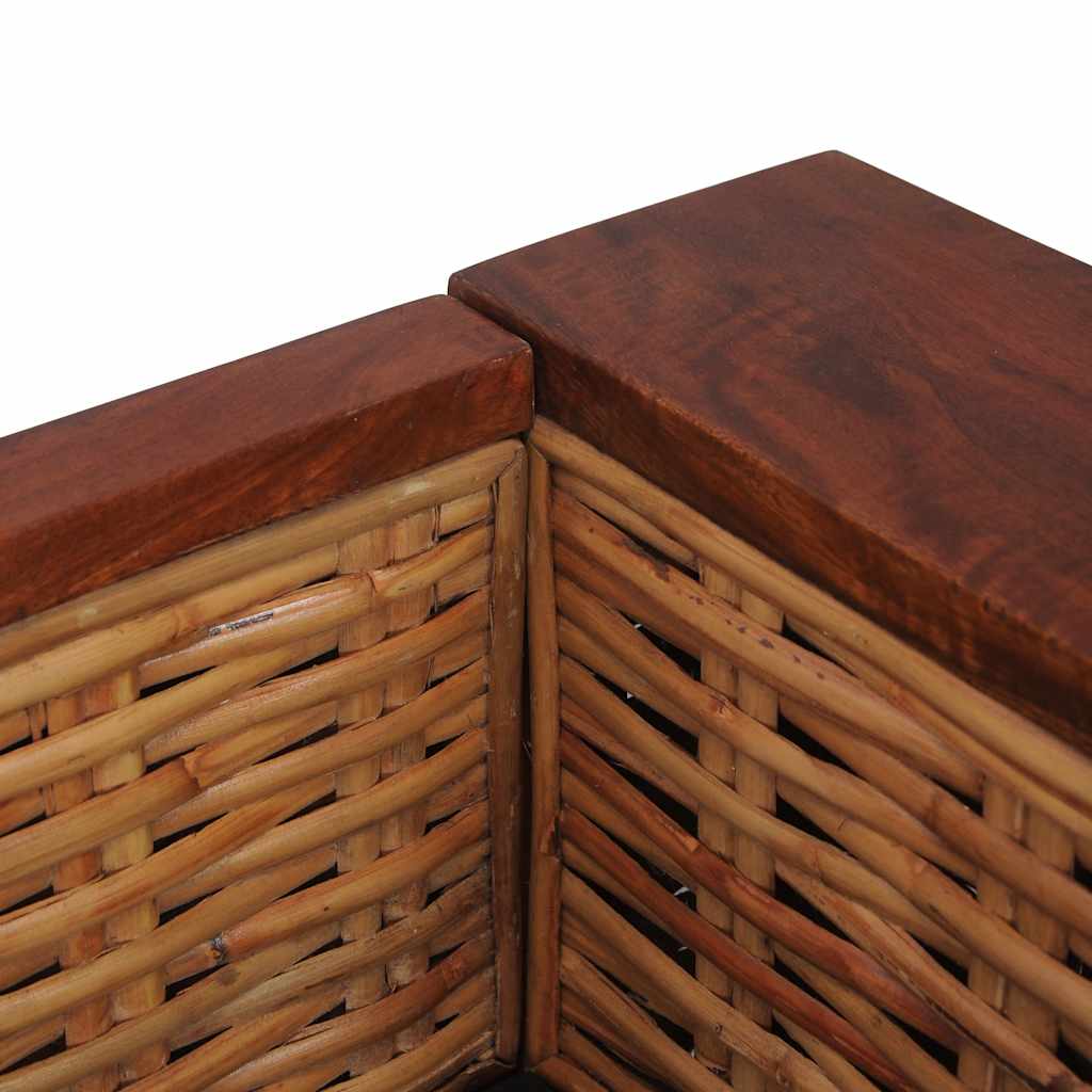 vidaXL Canapea de 3 locuri cu perne, maro, ratan natural