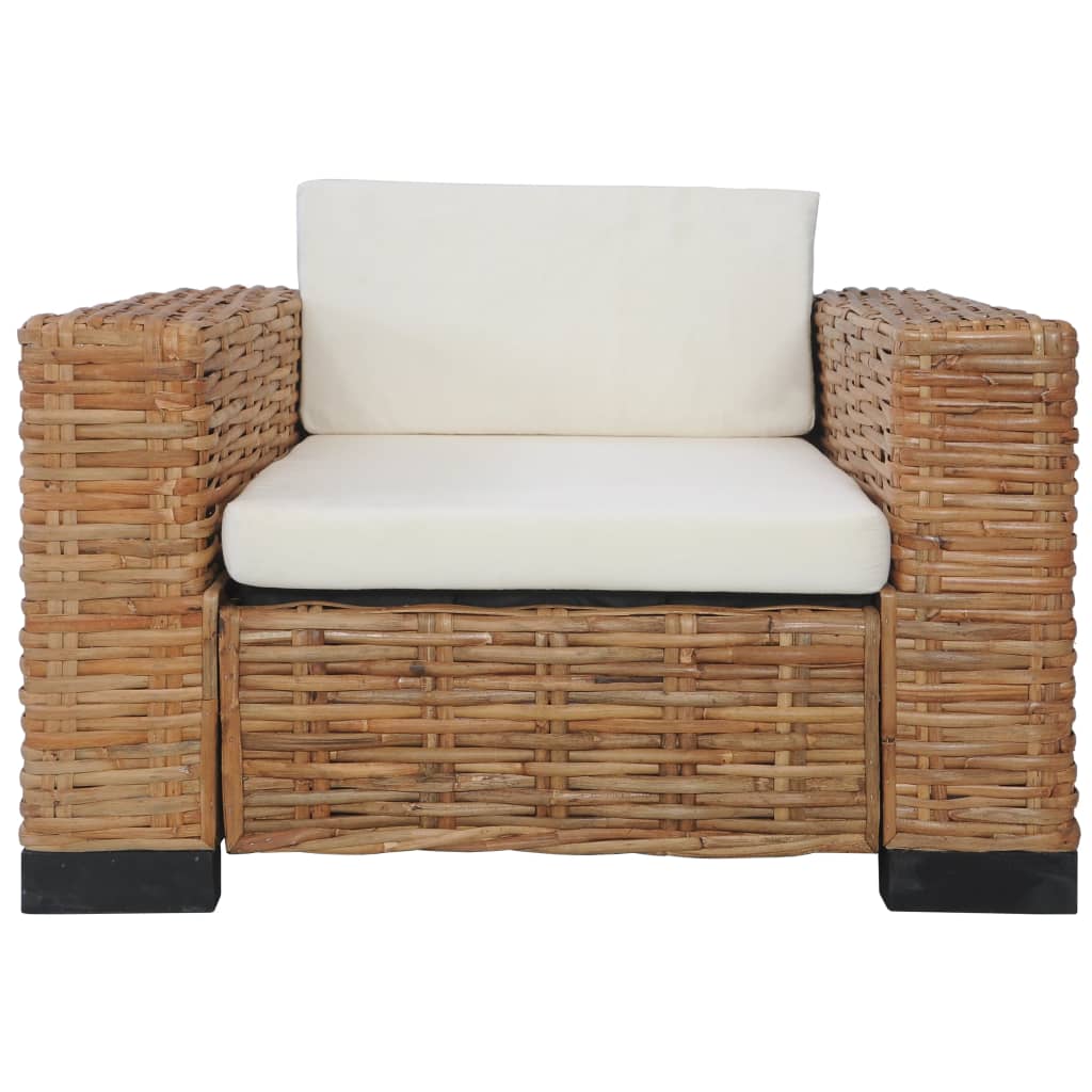 vidaXL Fotoliu cu perne, culoare naturală, ratan vidaXL Fotoliu cu perne, culoare naturală, ratan
