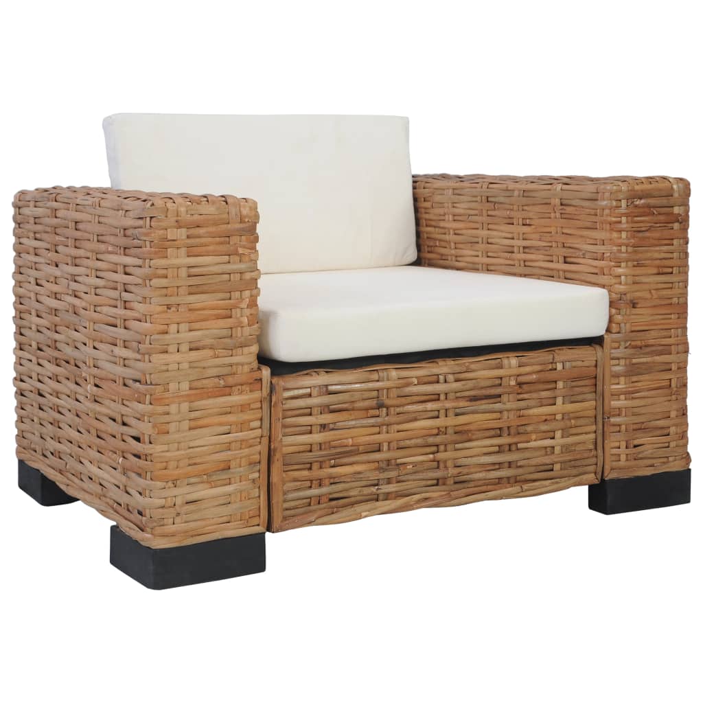 vidaXL Fotoliu cu perne, culoare naturală, ratan vidaXL Fotoliu cu perne, culoare naturală, ratan