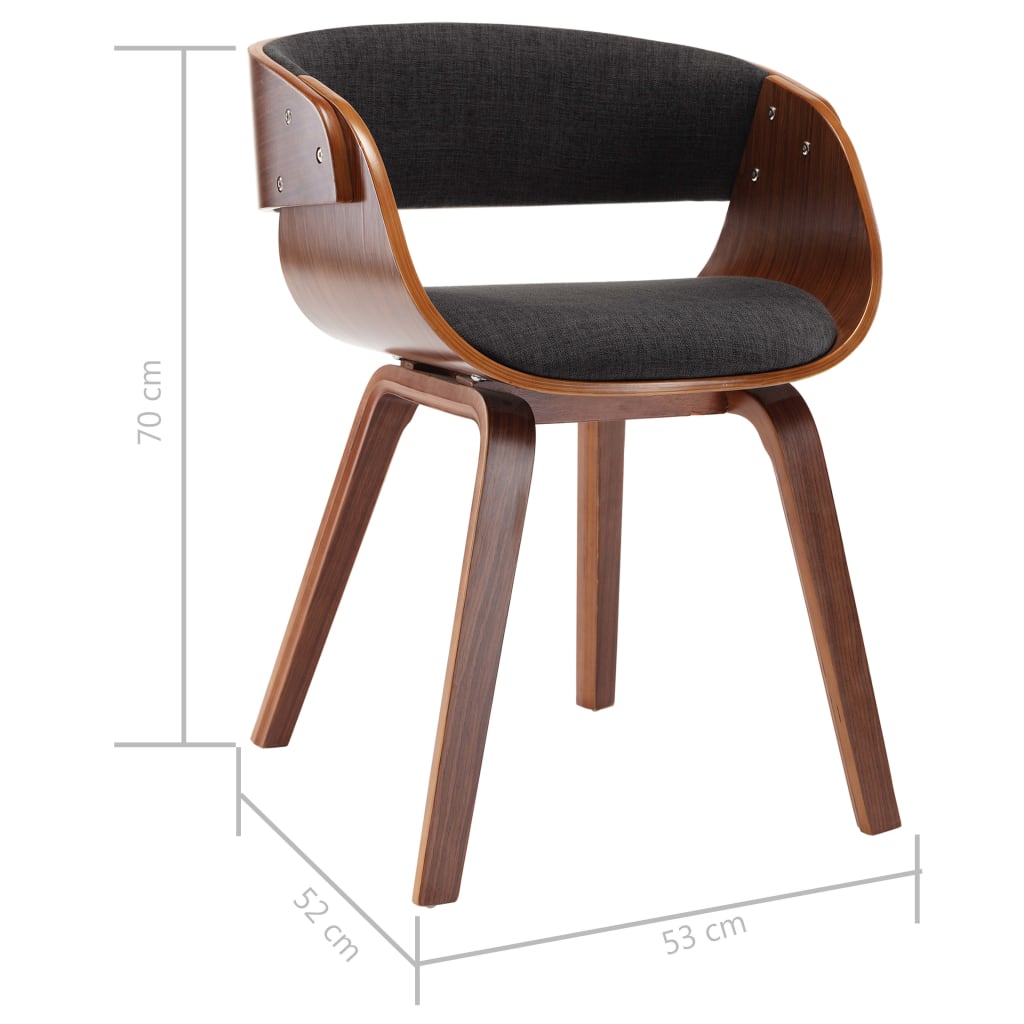 vidaXL Scaun de bucătărie, gri, lemn curbat și material textil