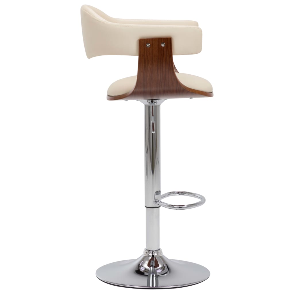 vidaXL Scaune de bar, 2 buc., crem, lemn curbat și piele ecologică