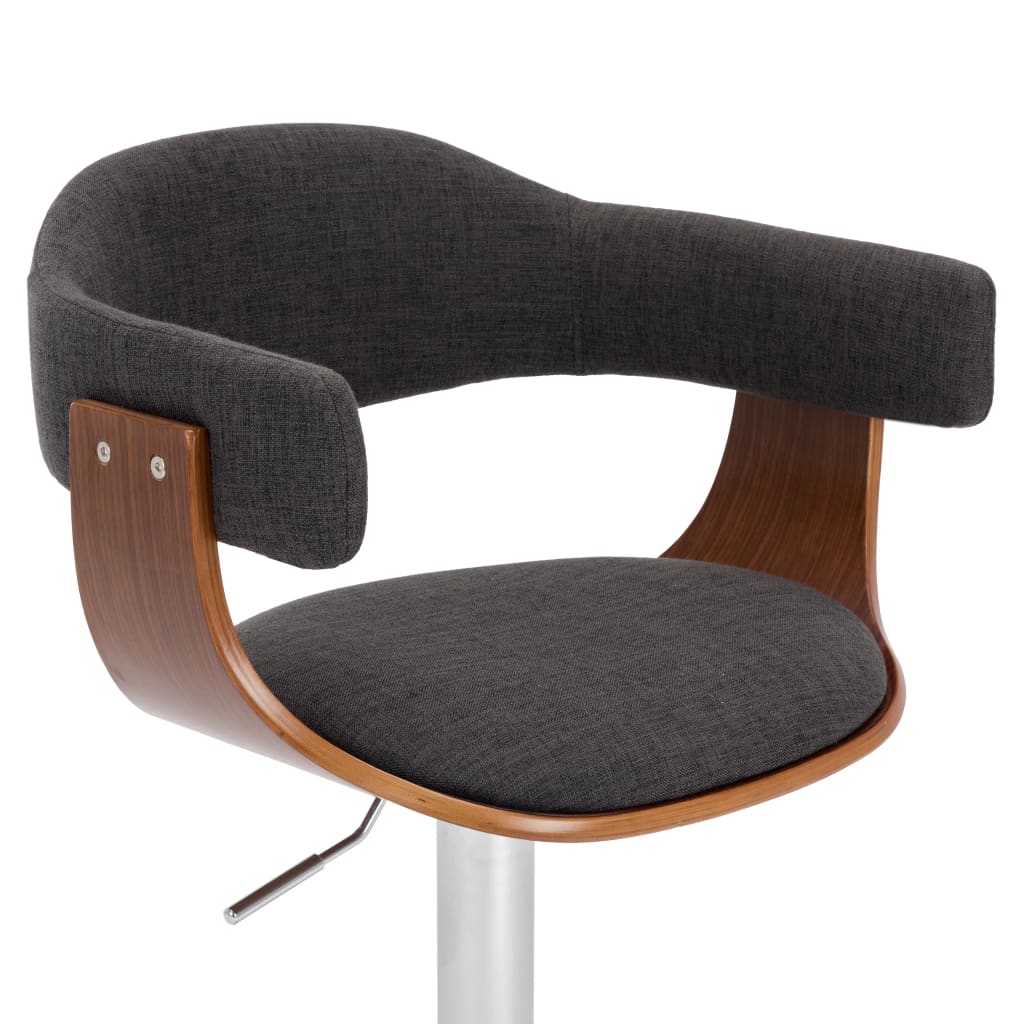 vidaXL Scaune de bar, 2 buc., gri, lemn curbat și material textil