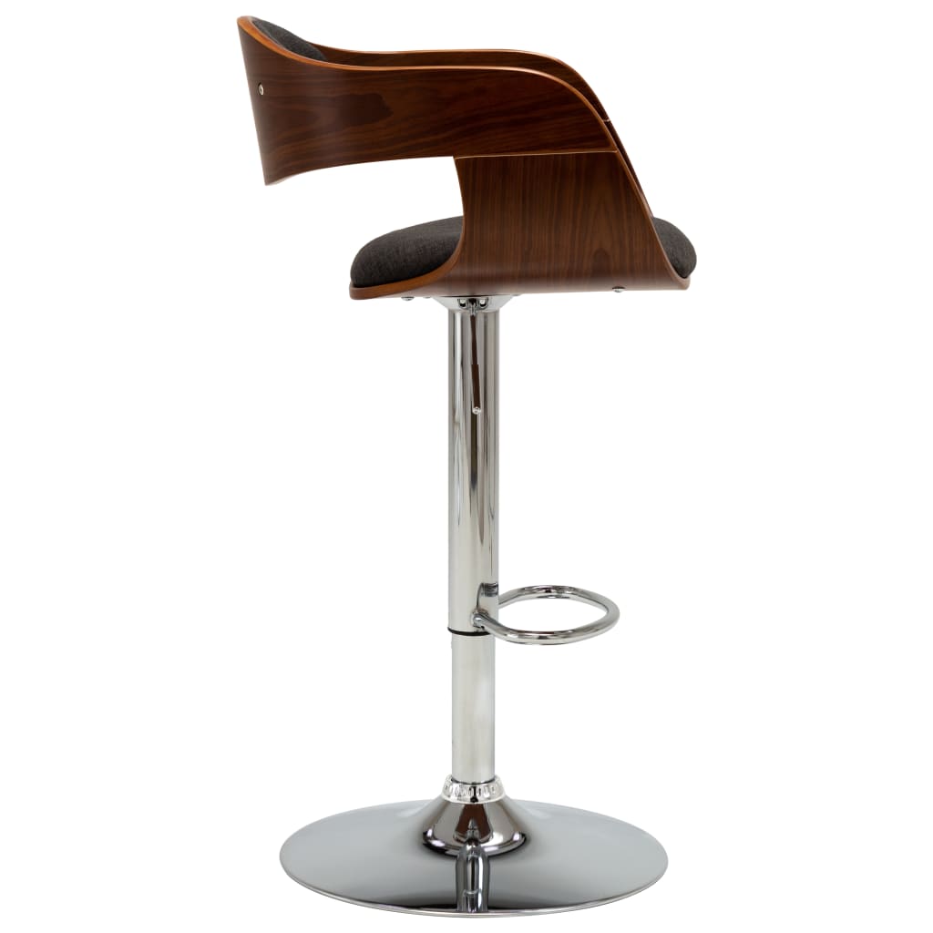 vidaXL Scaun de bar, gri, lemn curbat și material textil vidaXL Scaun de bar, gri, lemn curbat și material textil