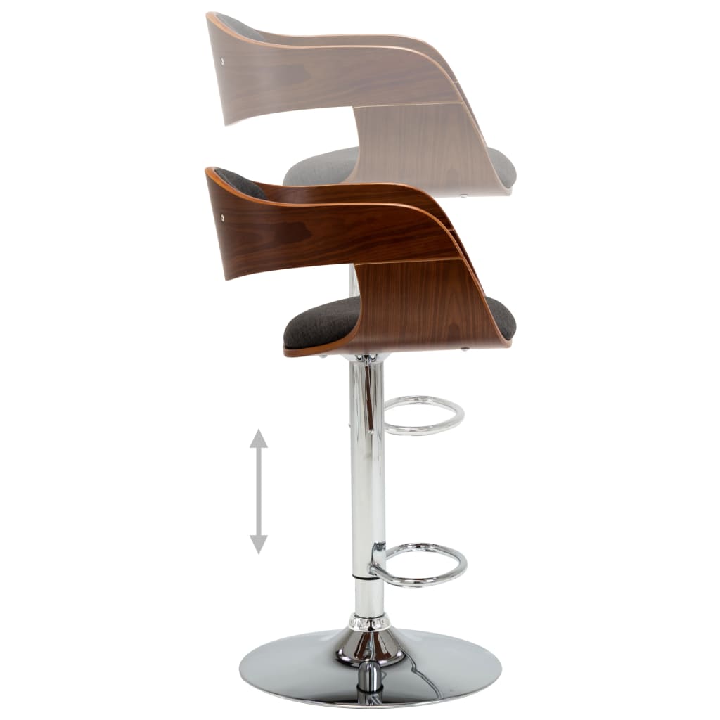 vidaXL Scaun de bar, gri, lemn curbat și material textil vidaXL Scaun de bar, gri, lemn curbat și material textil